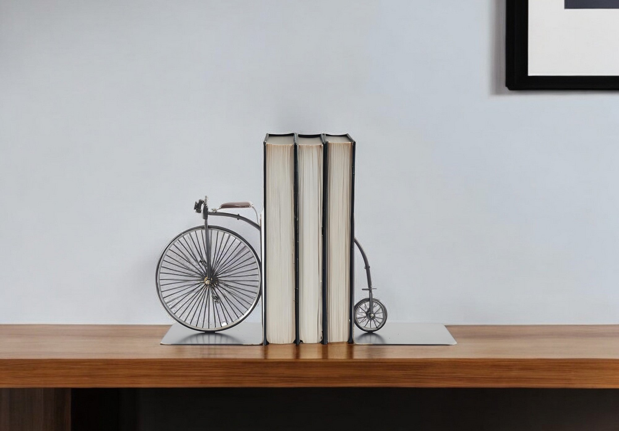 c1870 High Wheeler Bicycle Metal Decorative Bookends-Sculptures-DECOROLALA