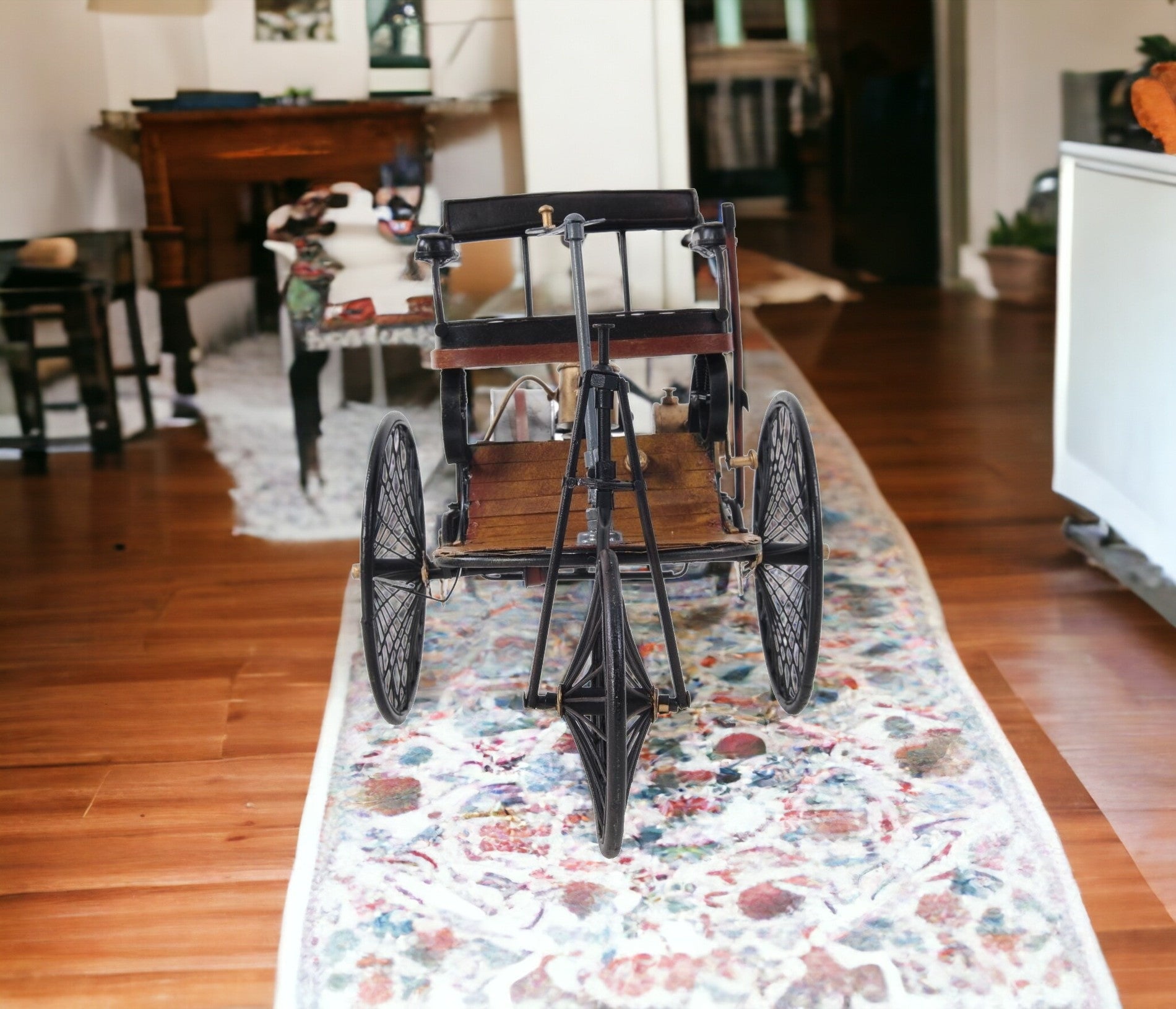 c1886 Three Wheeled Mercedes Benz Motor Car Sculpture-Sculptures-DECOROLALA