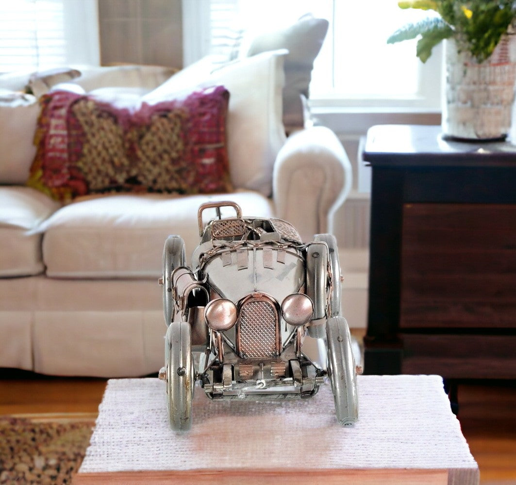 c1924 Bugatti Bronze and Silver Racecar Model Sculpture-Sculptures-DECOROLALA