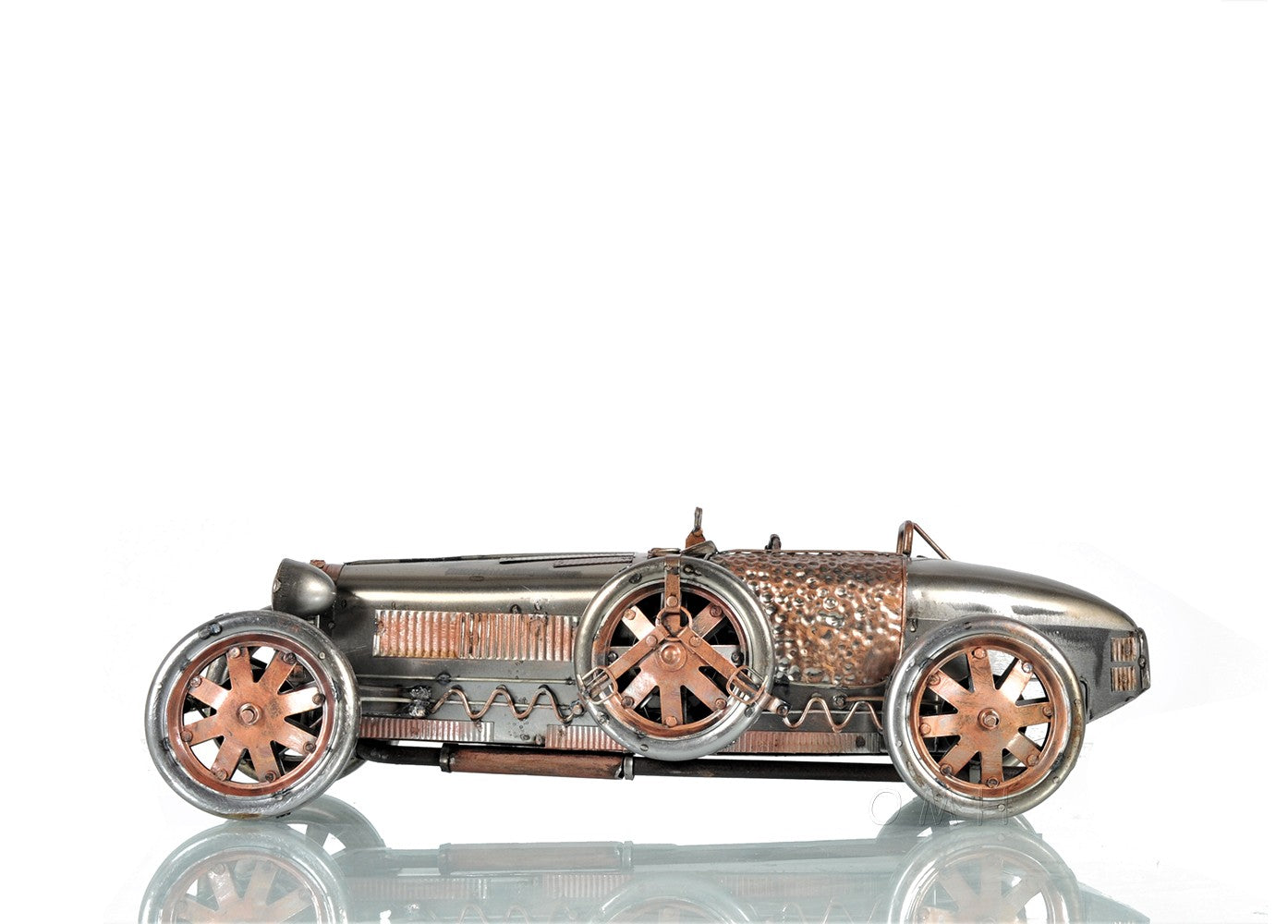 c1924 Bugatti Bronze and Silver Racecar Model Sculpture-Sculptures-DECOROLALA