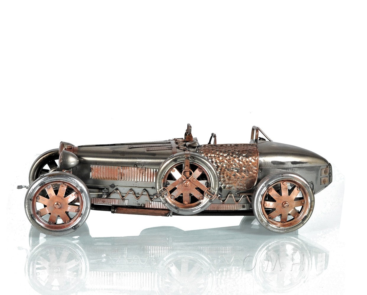 c1924 Bugatti Bronze and Silver Racecar Model Sculpture-Sculptures-DECOROLALA