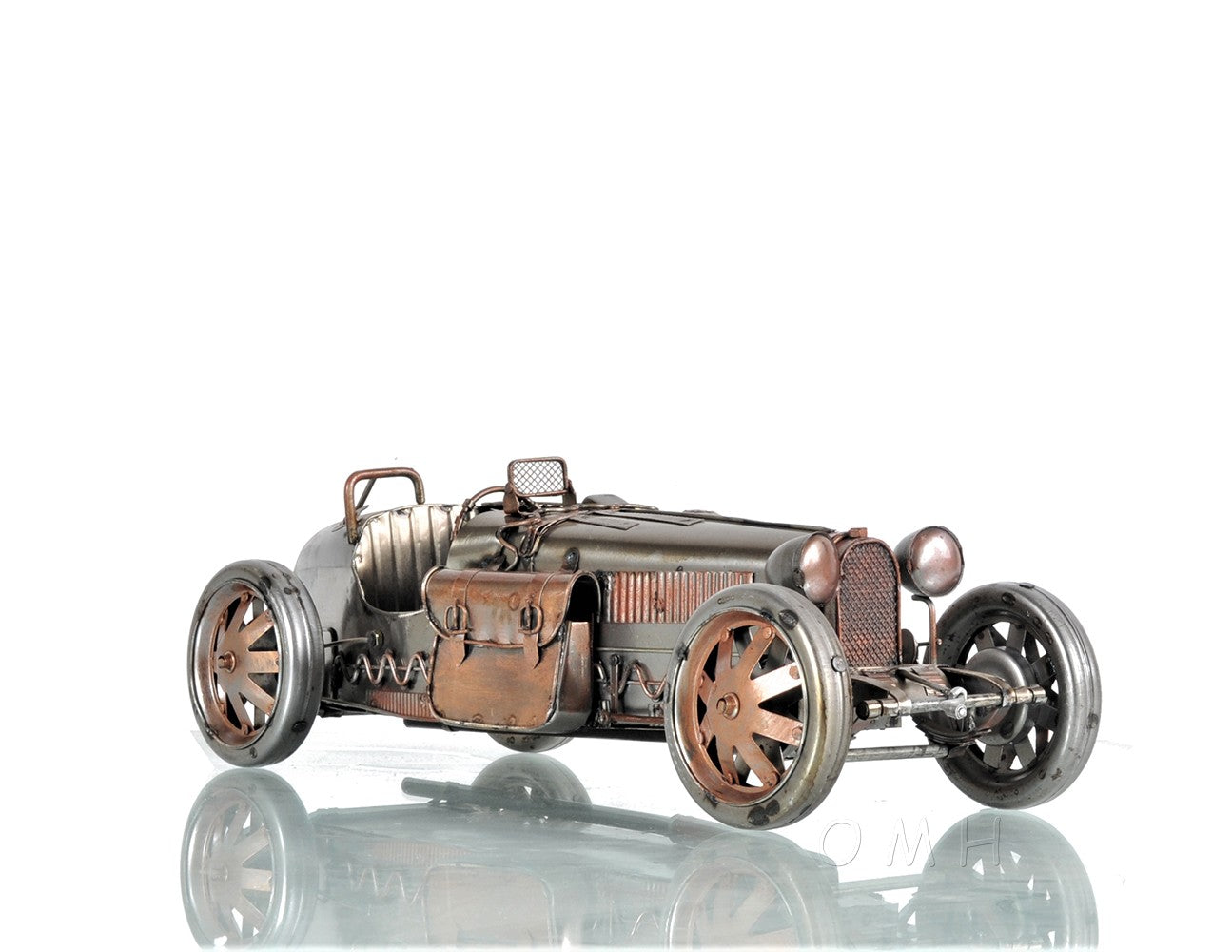 c1924 Bugatti Bronze and Silver Racecar Model Sculpture-Sculptures-DECOROLALA