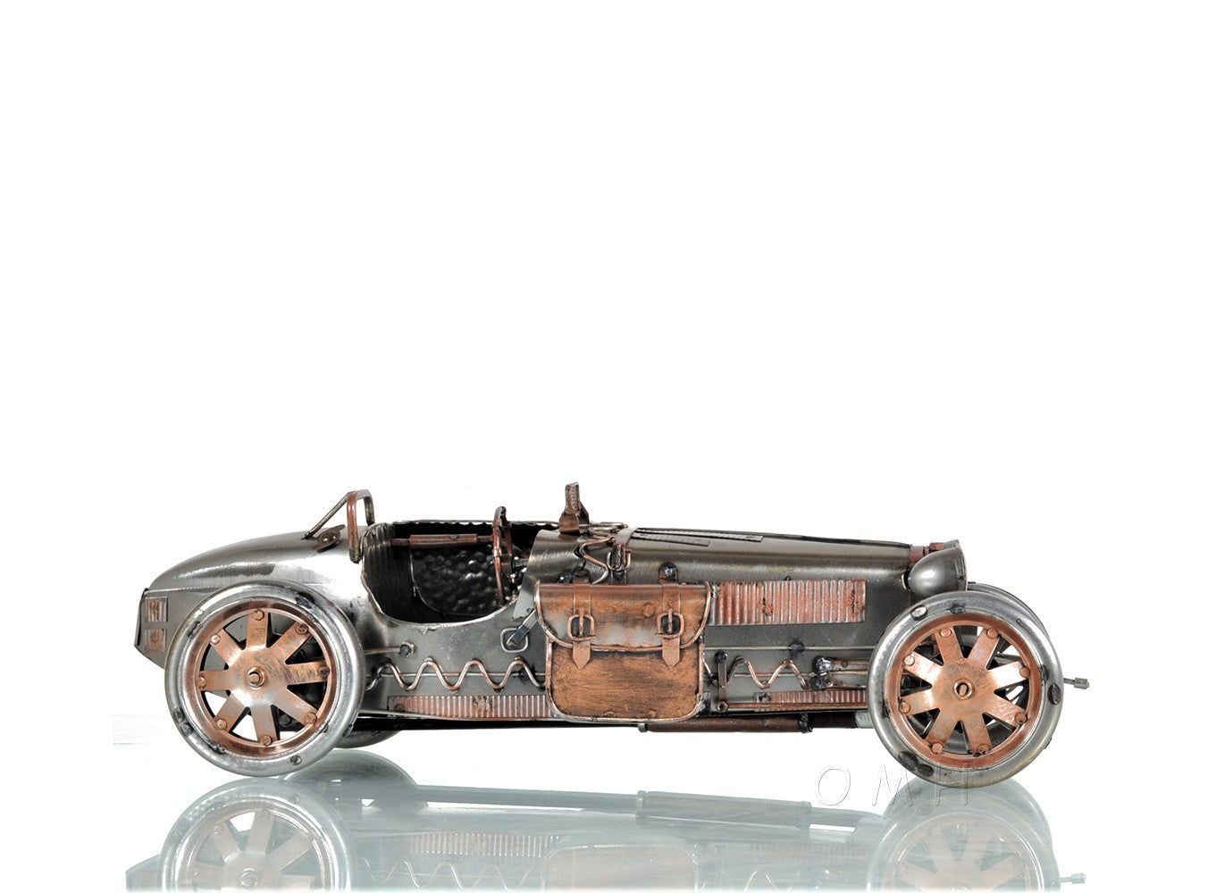 c1924 Bugatti Bronze and Silver Racecar Model Sculpture-Sculptures-DECOROLALA
