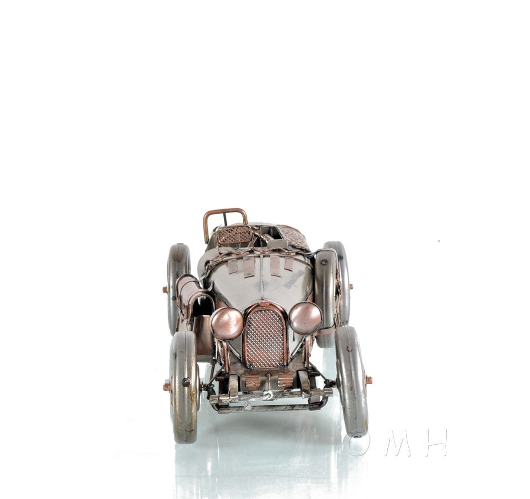 c1924 Bugatti Bronze and Silver Racecar Model Sculpture-Sculptures-DECOROLALA