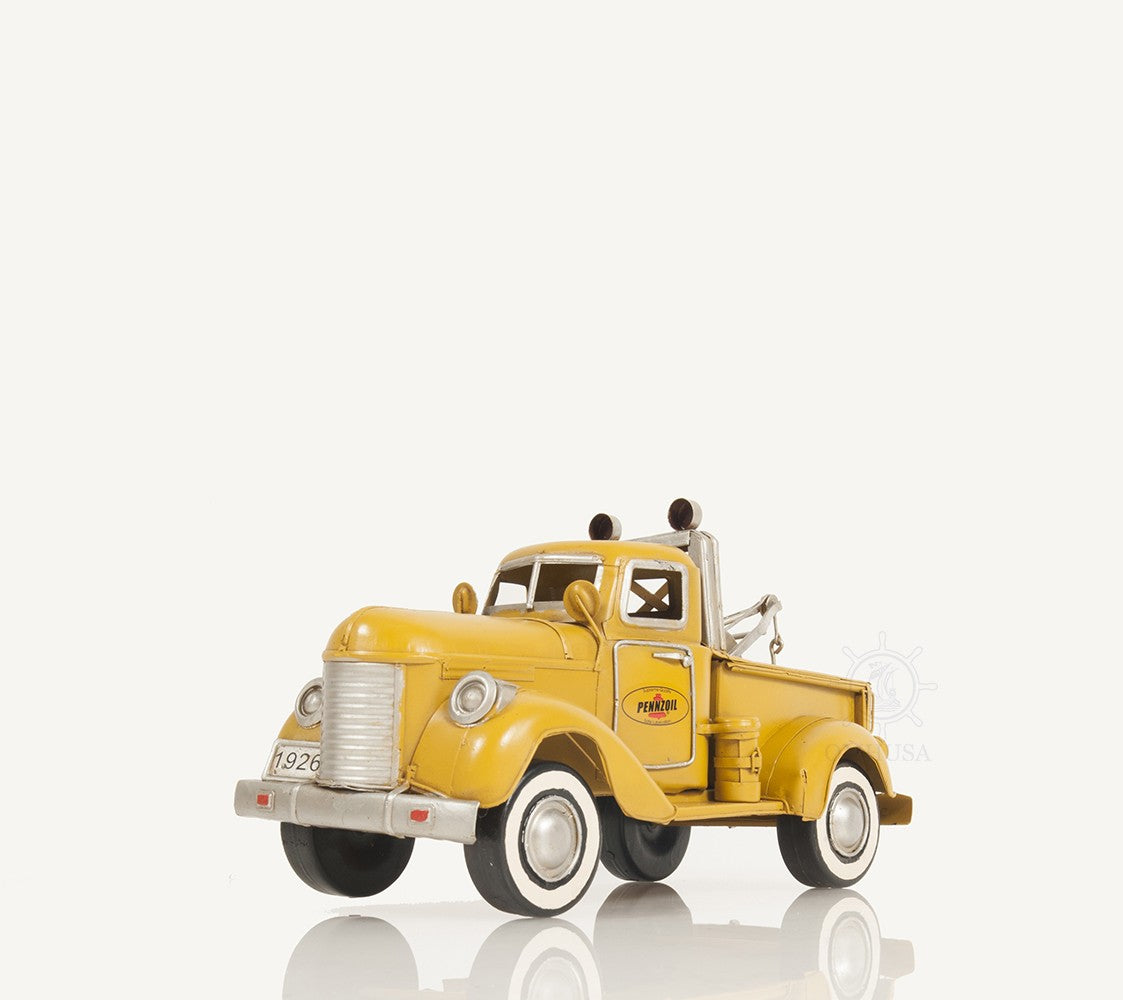 c1926 Pennzoil Tow Truck Yellow Model Sculpture-Sculptures-DECOROLALA