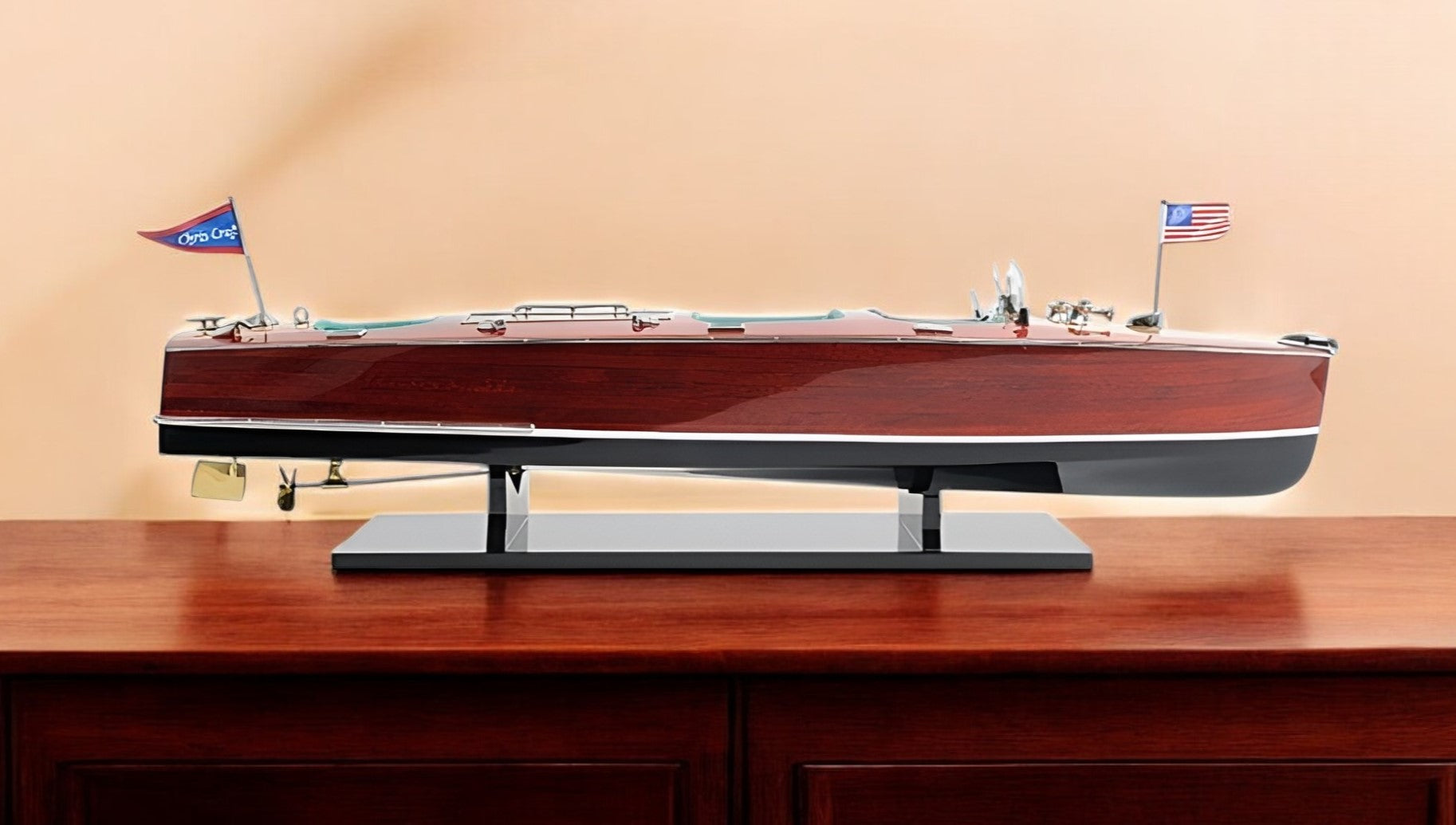 c1928 Chris Craft Triple Cockpit Large Painted Model-Sculptures-DECOROLALA