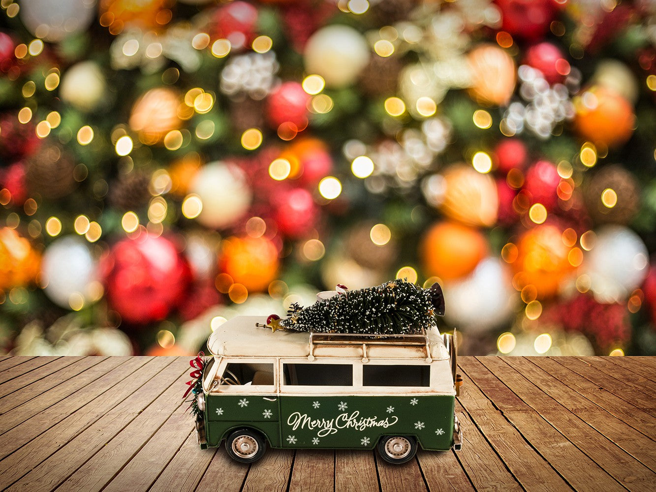 c1960s Volkswagen Christmas Bus Sculpture-Sculptures-DECOROLALA
