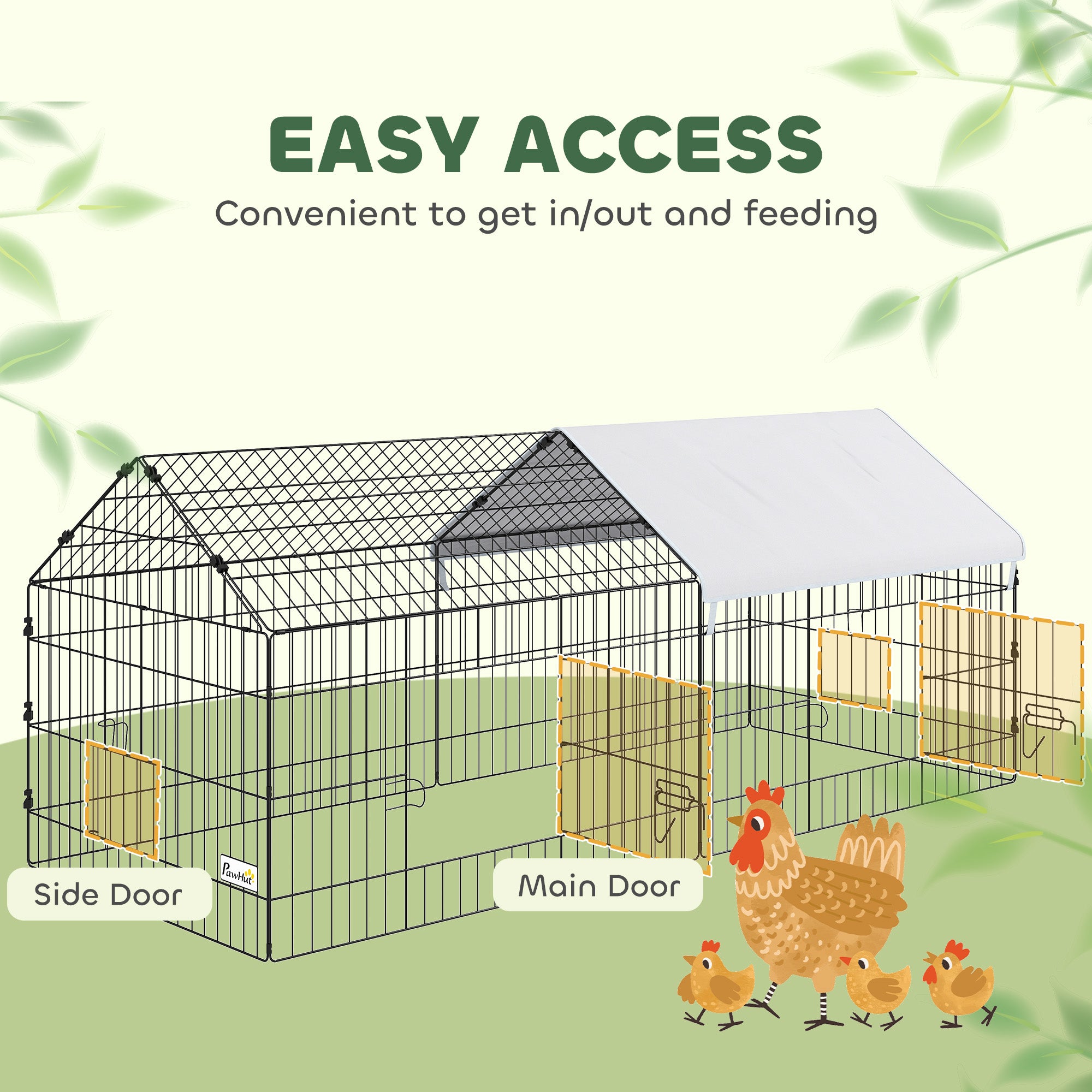 73" Small Animal Cage with Roof, Indoor/Outdoor Use,  for Chicken, Rabbits, Chinchillas, Silver