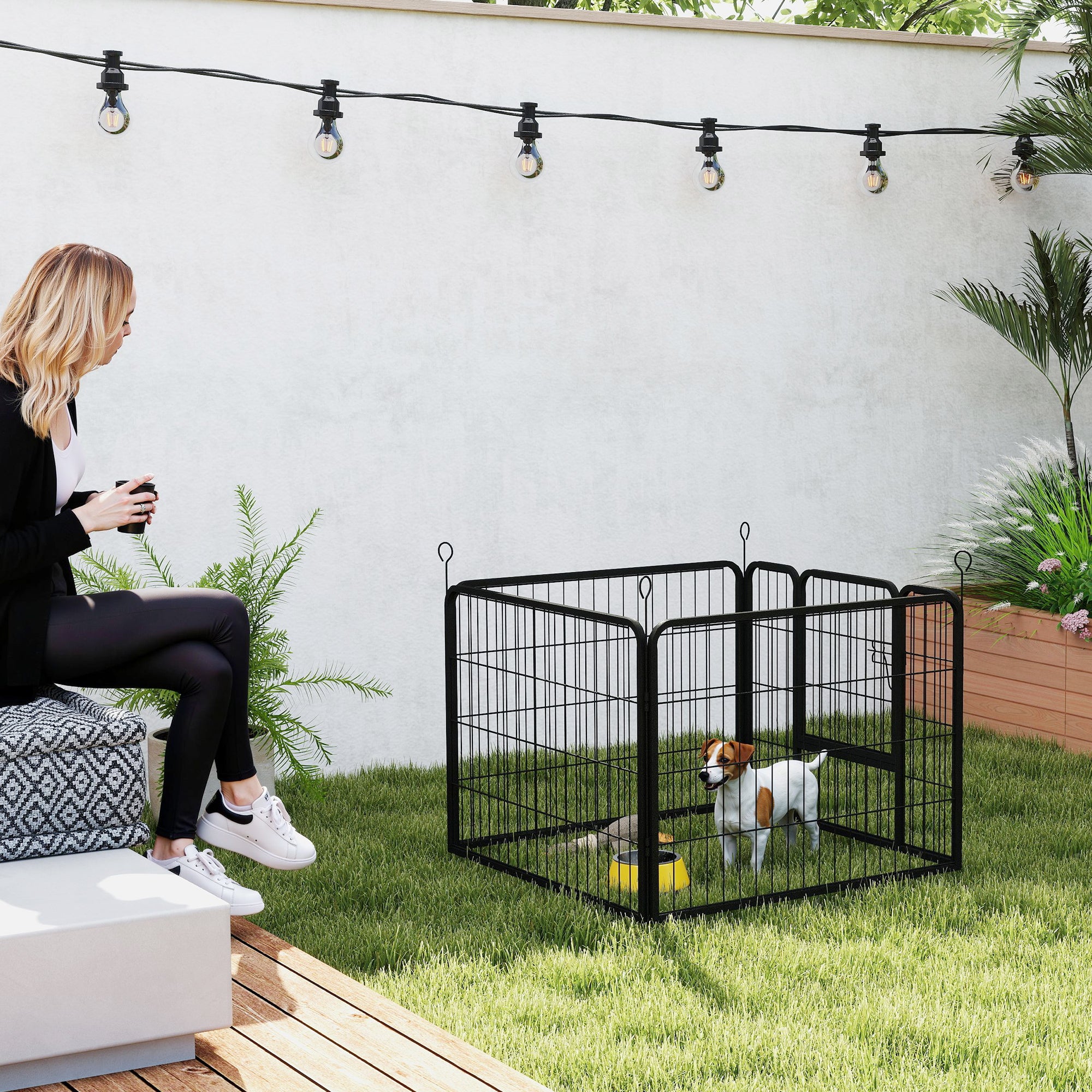 Metal Pet Playpen with Gate Indoor Outdoor for Small Animal