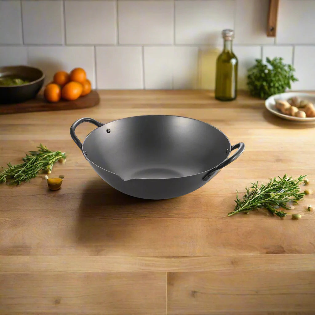 Yoshikawa Cook-Pal Ren Series 36 cm Guangdong Wok – Hand-Forged Nitrided Carbon Steel-2