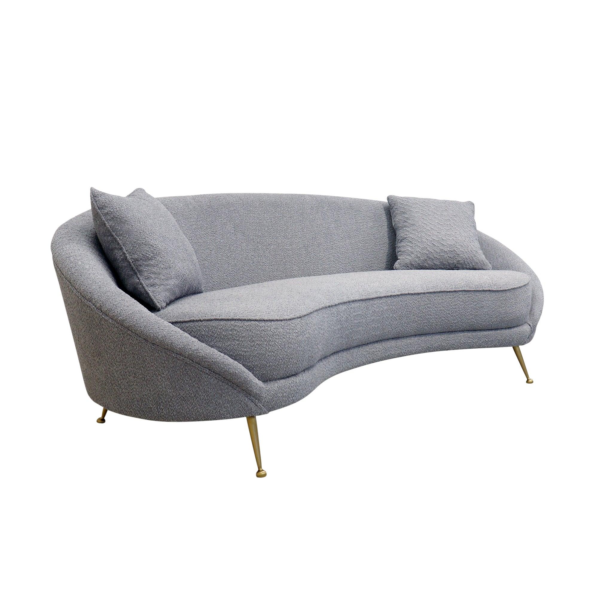 Canvello Textured Fabric Curved Sofa, Grey-0