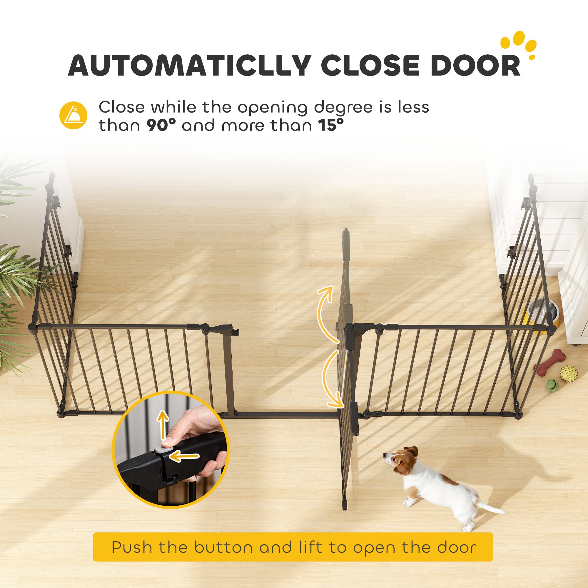 Foldable Dog Playpen Indoor for Small Medium Dogs with Door, for Stairway, Doorway, Hallway, Black