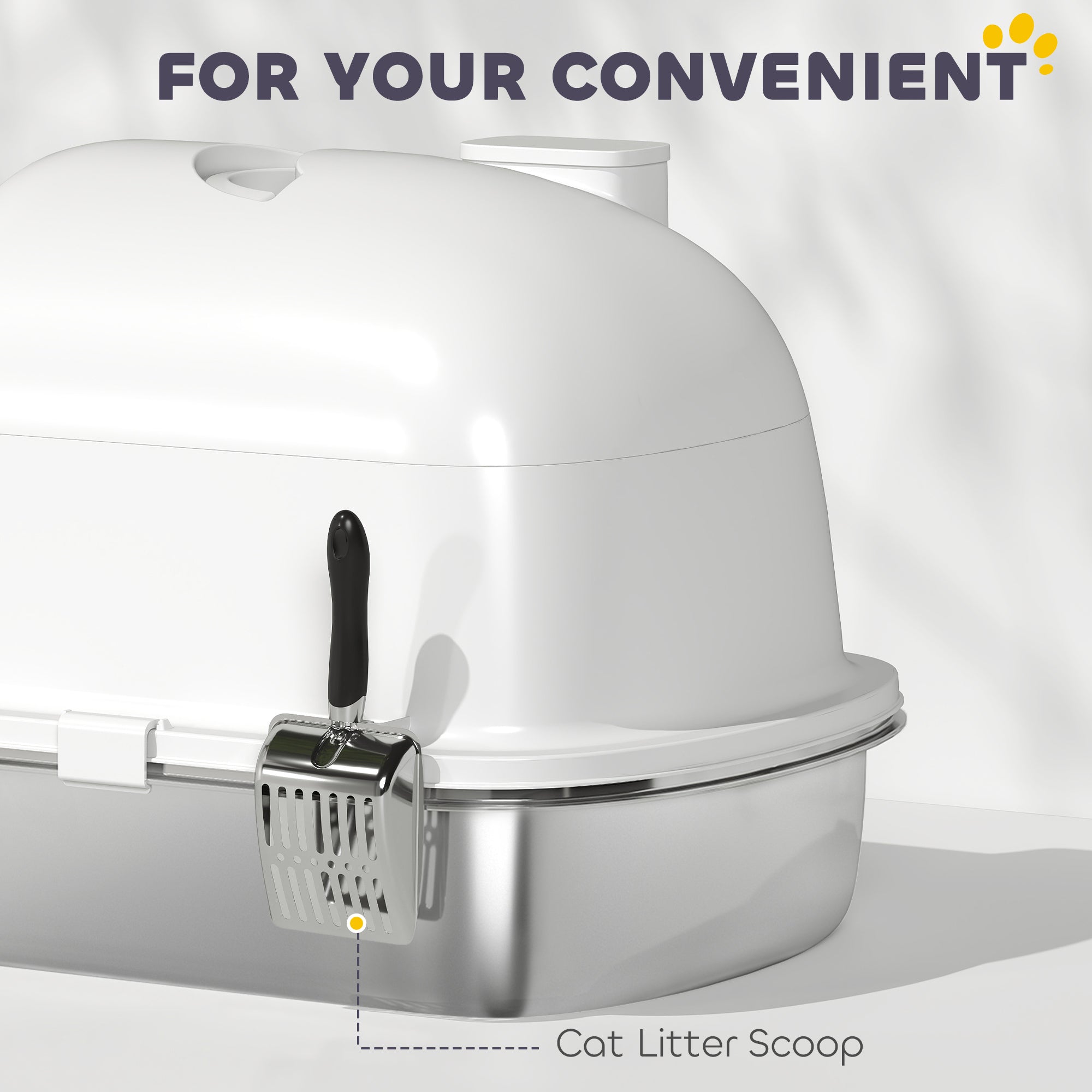 Enclosed Stainless Steel Litter Box, Metal Cat Litter Box with Scoop, Deodorizer Bag, Handle, Easy to Clean