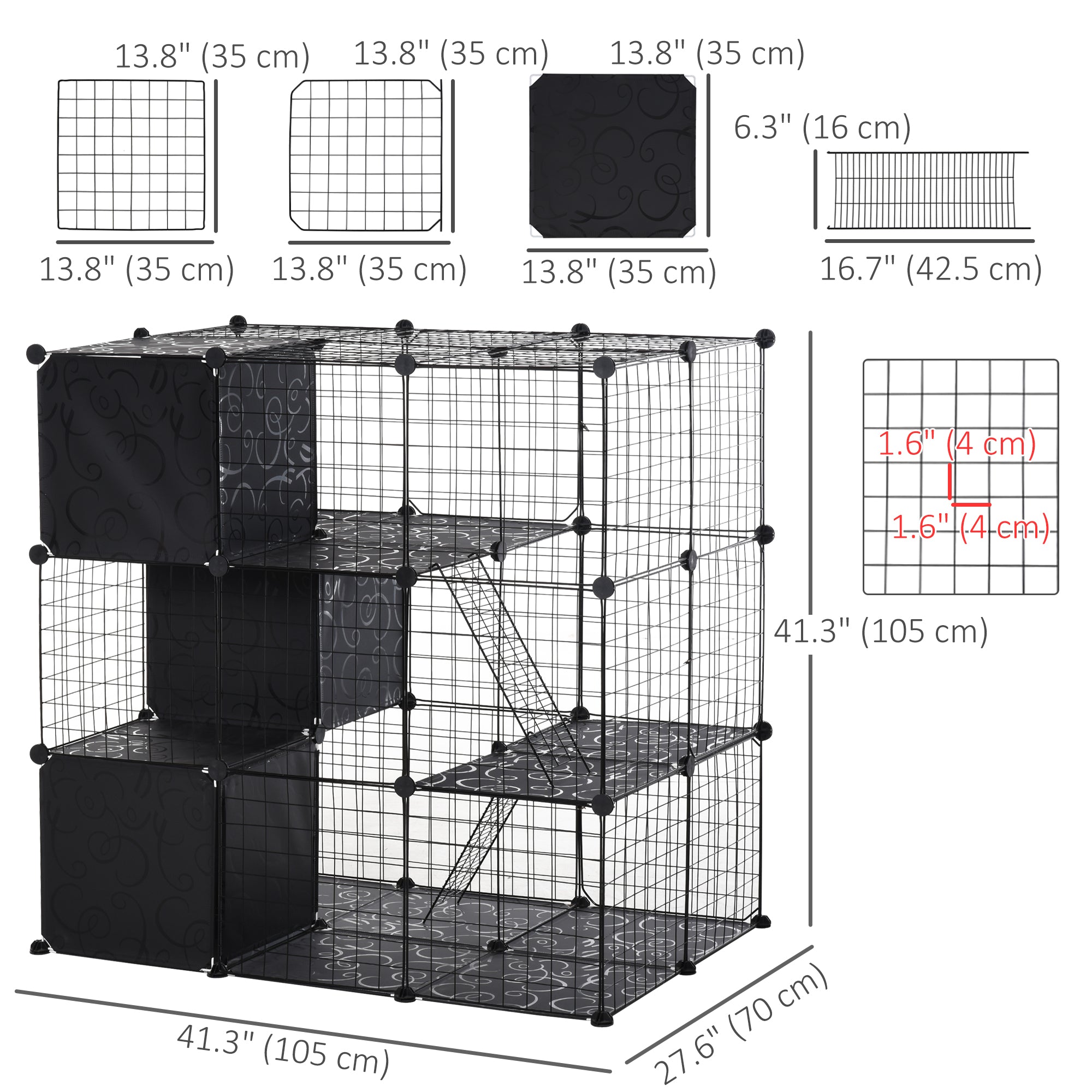 Parc de jeu pour animaux composé de 56 panneaux, petite cage pour lapin