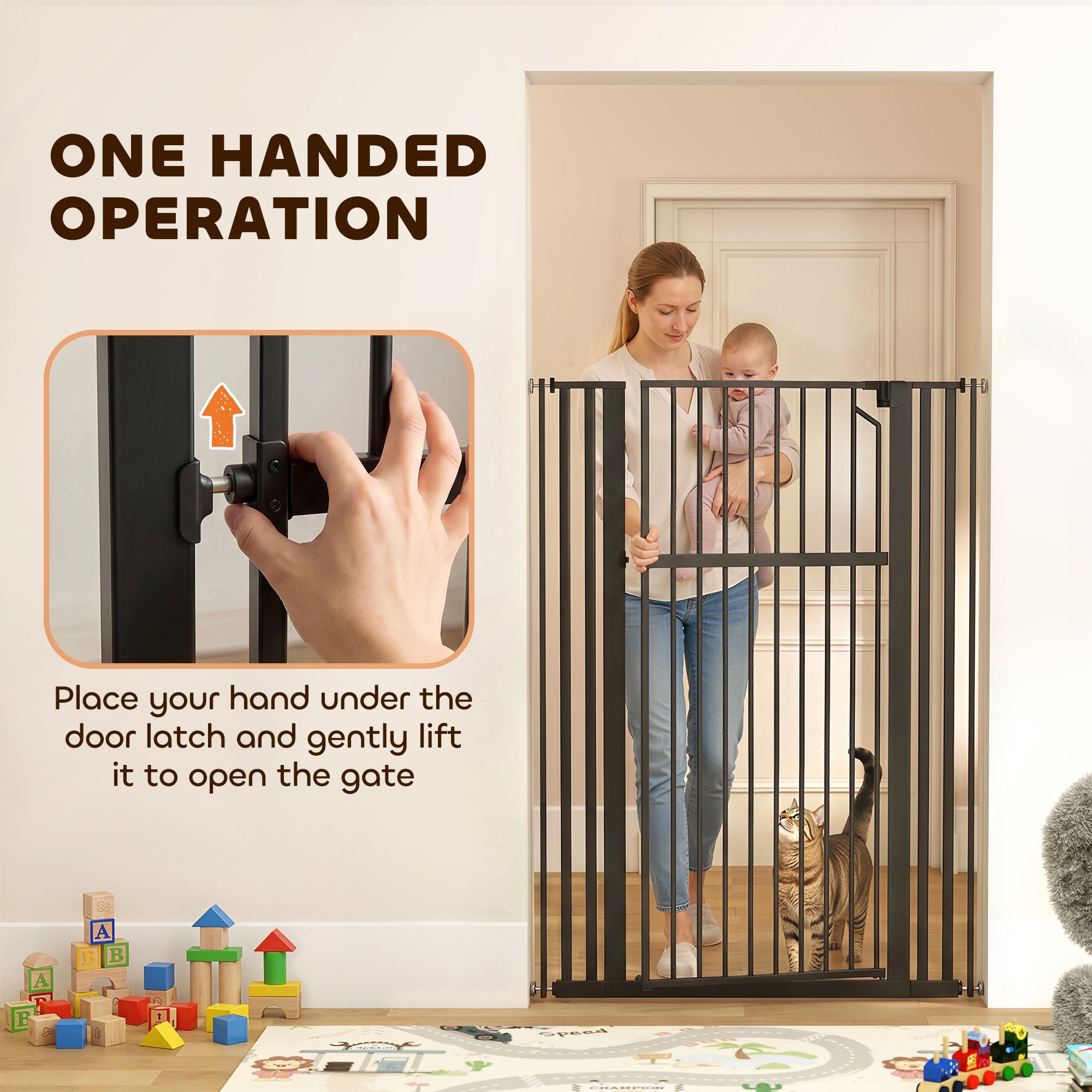 55" Extra Tall Pet Gate 30-41" Wide Adjustable Baby Gate Pressure Mounted for Doorways, Hallways, Stairs