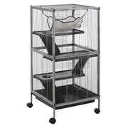 4-Tier Rolling Small Animal Cage, Deluxe Ferret Cage for Mink Chinchilla Kitten Rabbit
