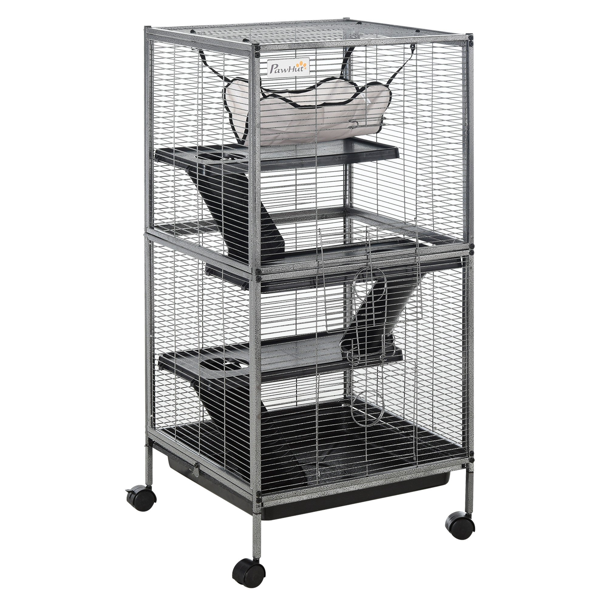4-Tier Rolling Small Animal Cage, Deluxe Ferret Cage for Mink Chinchilla Kitten Rabbit