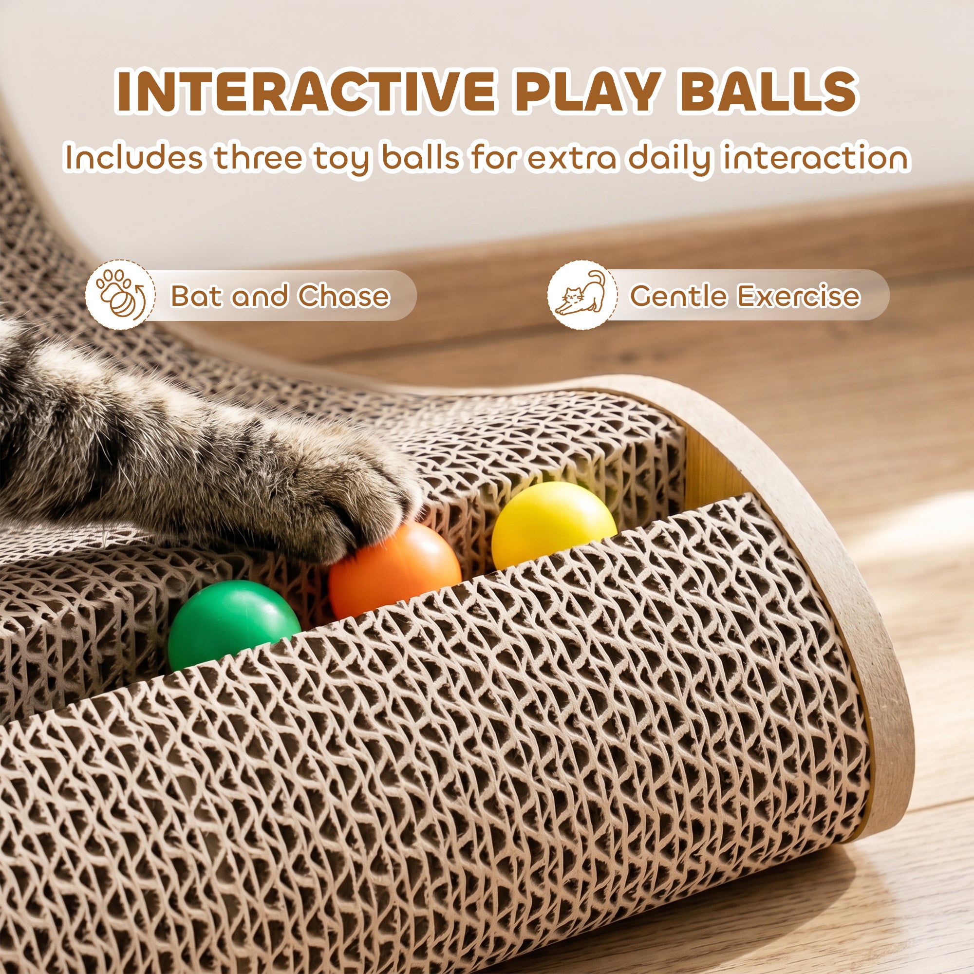 2PCS Cat Scratching Board L Shape Cat Scratcher Cat Scratching Pad with 3 Toy Balls, Catnip