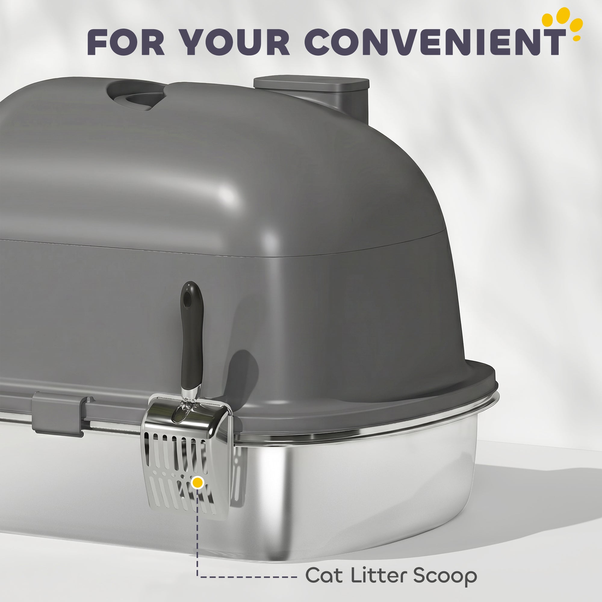Enclosed Stainless Steel Litter Box, Metal Cat Litter Box with Scoop, Deodorizer Bag, Handle, Easy to Clean