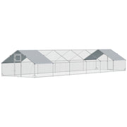 Metal Chicken Coop with Water- and UV-Protection Cover for Backyard Hen, Duck, Rabbit, 39.4' x 9.8' x 6.4'
