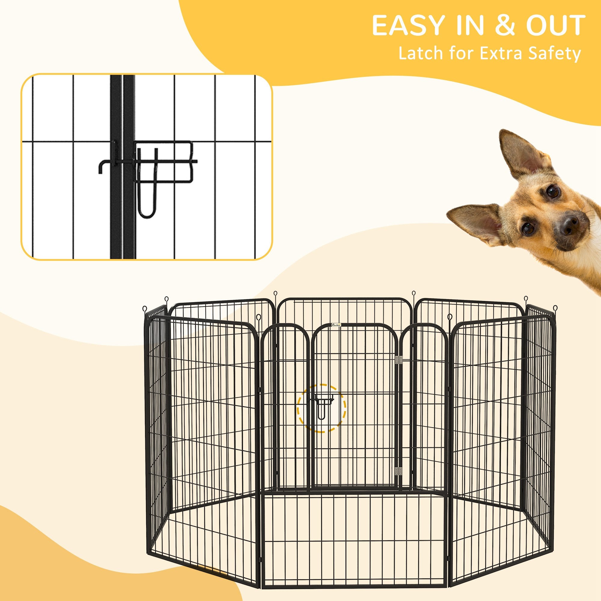 8 Panel Pet Playpen Play Yard Fence Home DIY Heavy-Duty Metal Foldable Indoor Outdoor 39"H