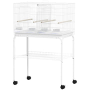 46" H Bird Cage, Large Parakeet Cage for Budgie, Lovebird, Canary, Finches with Divider, White