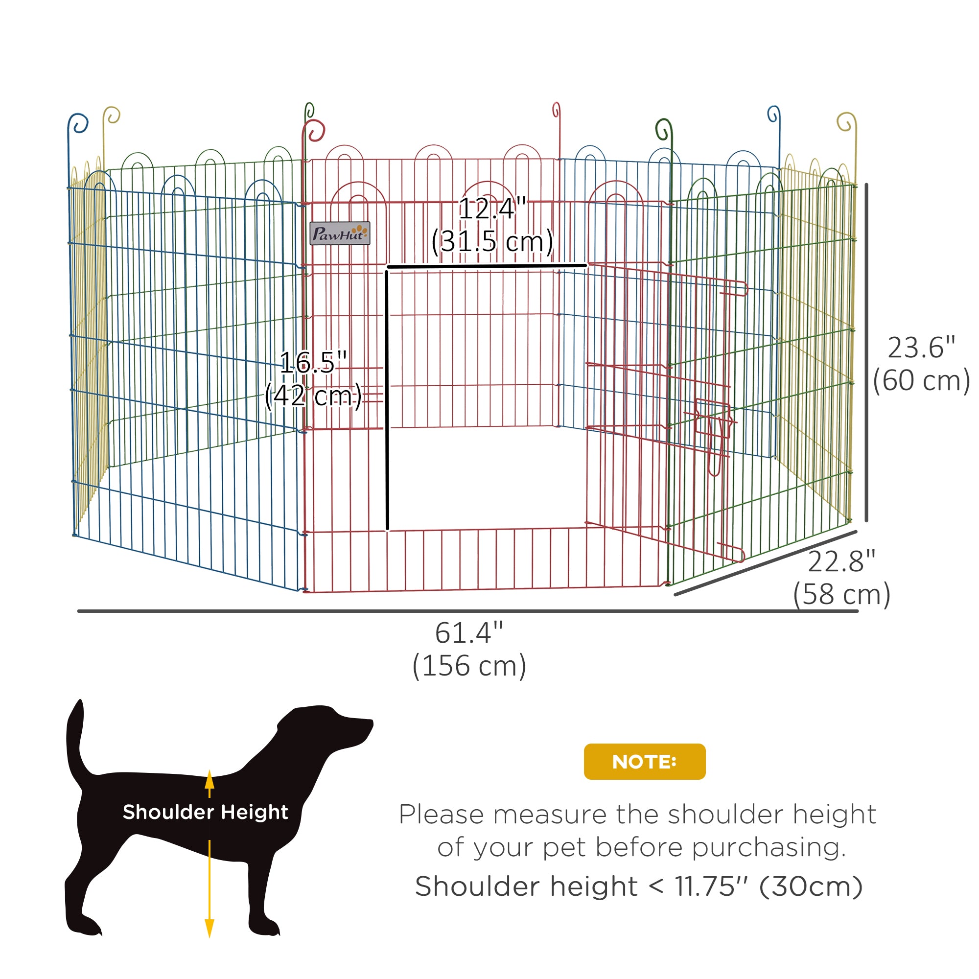 Metal Pet Playpen Portable Octagon Dog Exercise Fence Multi-colored