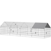 Metal Chicken Coop with UV-Resistant Cover for Hens, Rabbits, Ducks, Geese, 168.5" x 42.1" x 43.7", Grey