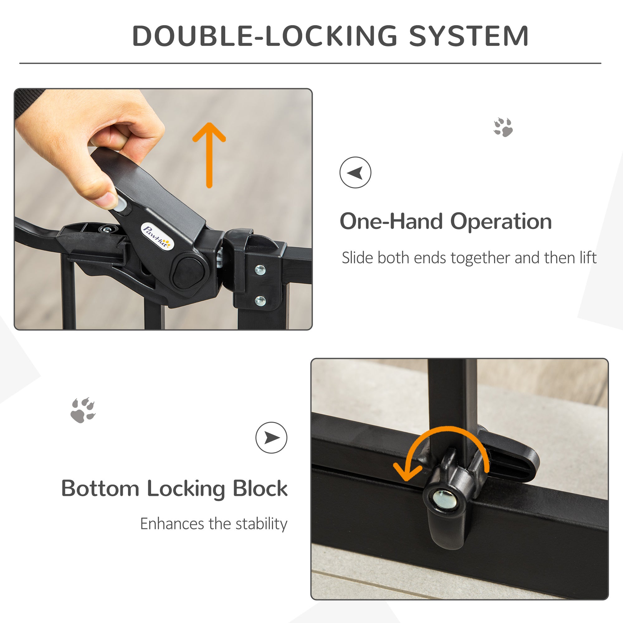 Retractable Gate Extra Wide Press-Mounted with Cat Door, Auto Closing Pet Gate for Stair, Hallway, 29-32 Inch