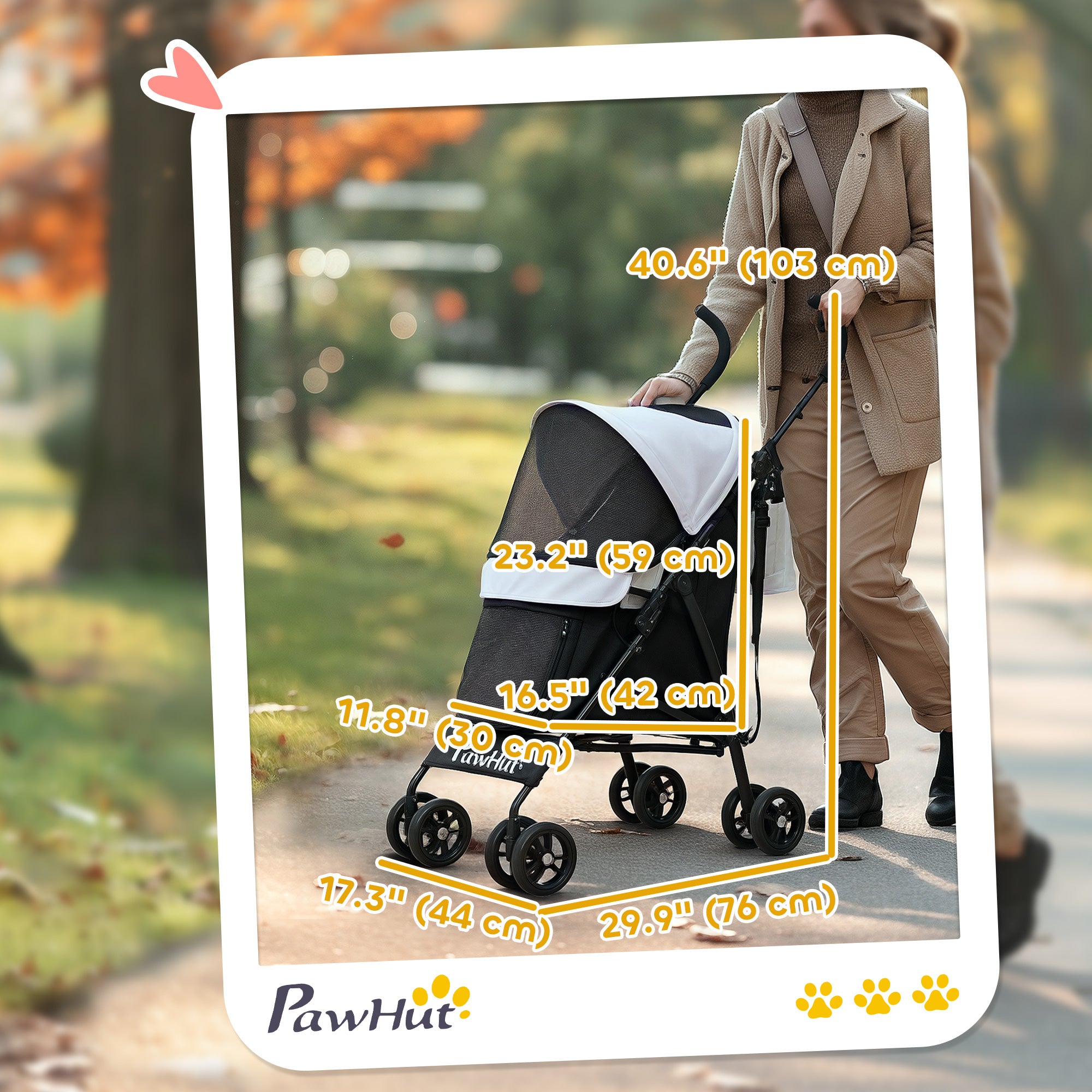 Foldable Dog Stroller, Lightweight Dog Pram w/ Shoulder Strap, Storage Bag, Cup Holder, Light Grey
