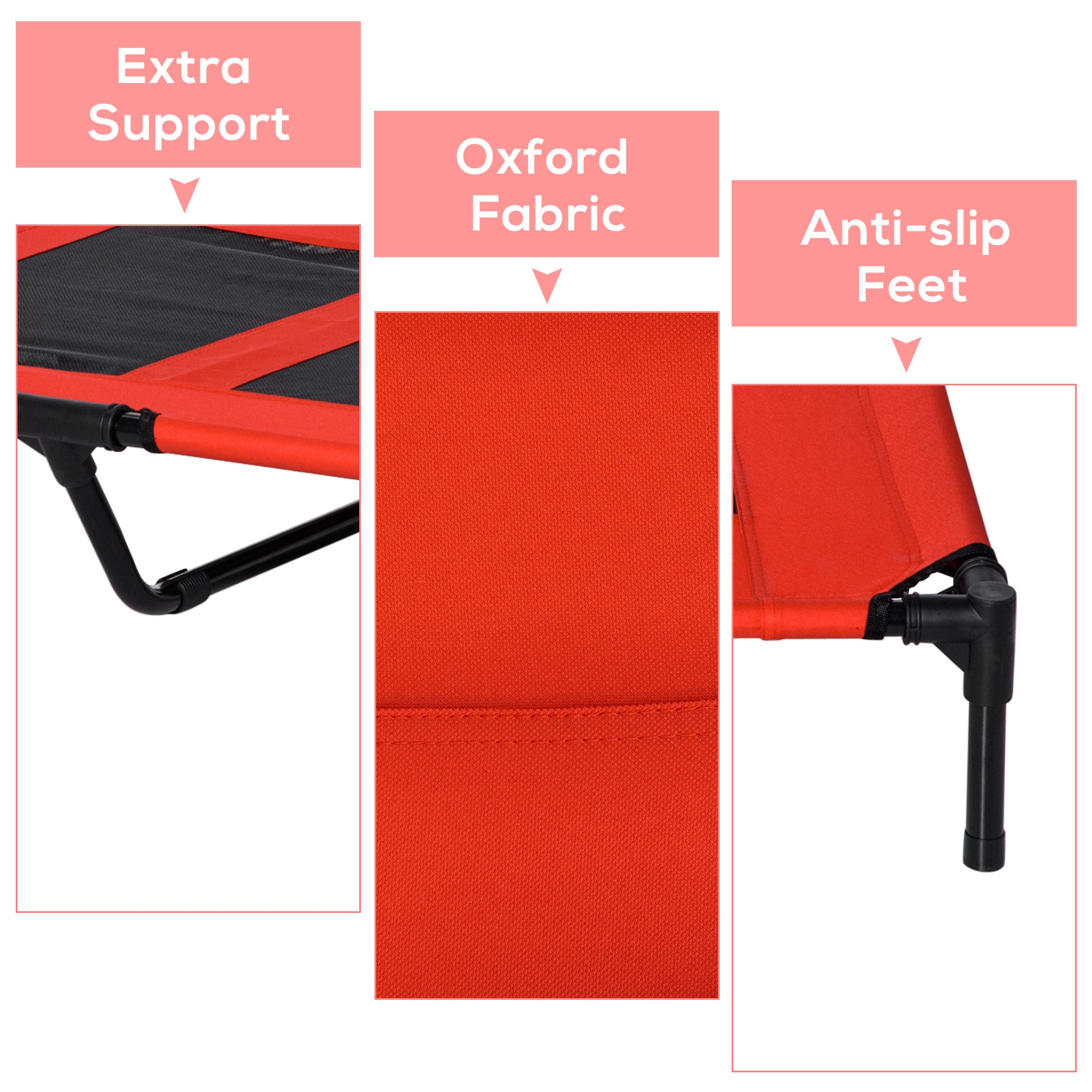 Elevated Dog Bed, Raised Dog Cot for XL Sized Dogs, Indoor & Outdoor, 36" x 30" x 7", Red