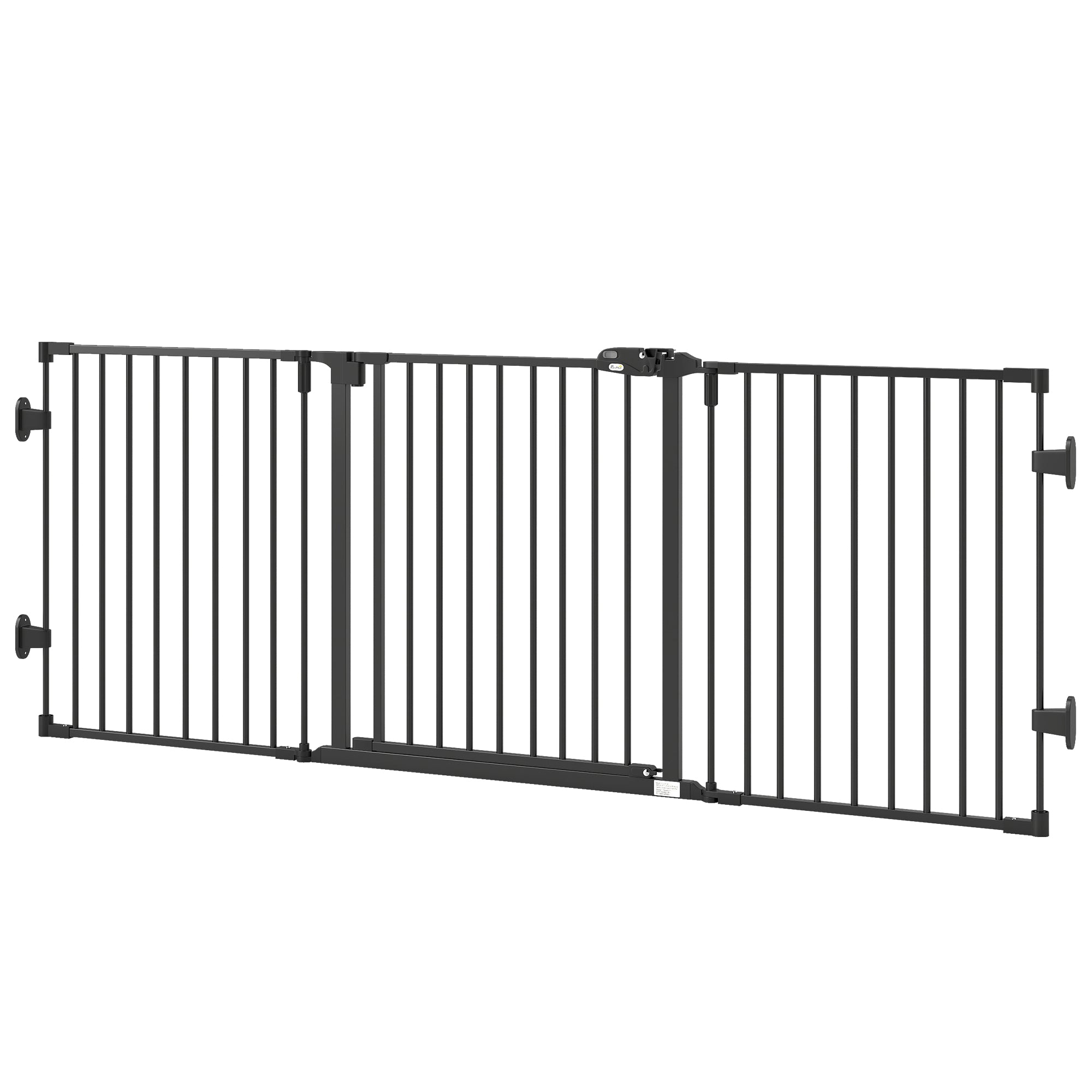 Barrière pliable pour chien avec portillon, barrière métallique pour animaux à 3 panneaux pour escaliers, passages de porte et cheminées, fermeture automatique, noire