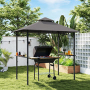 8' x 5' BBQ Grill Gazebo - Double Tiered Canopy Dark Grey