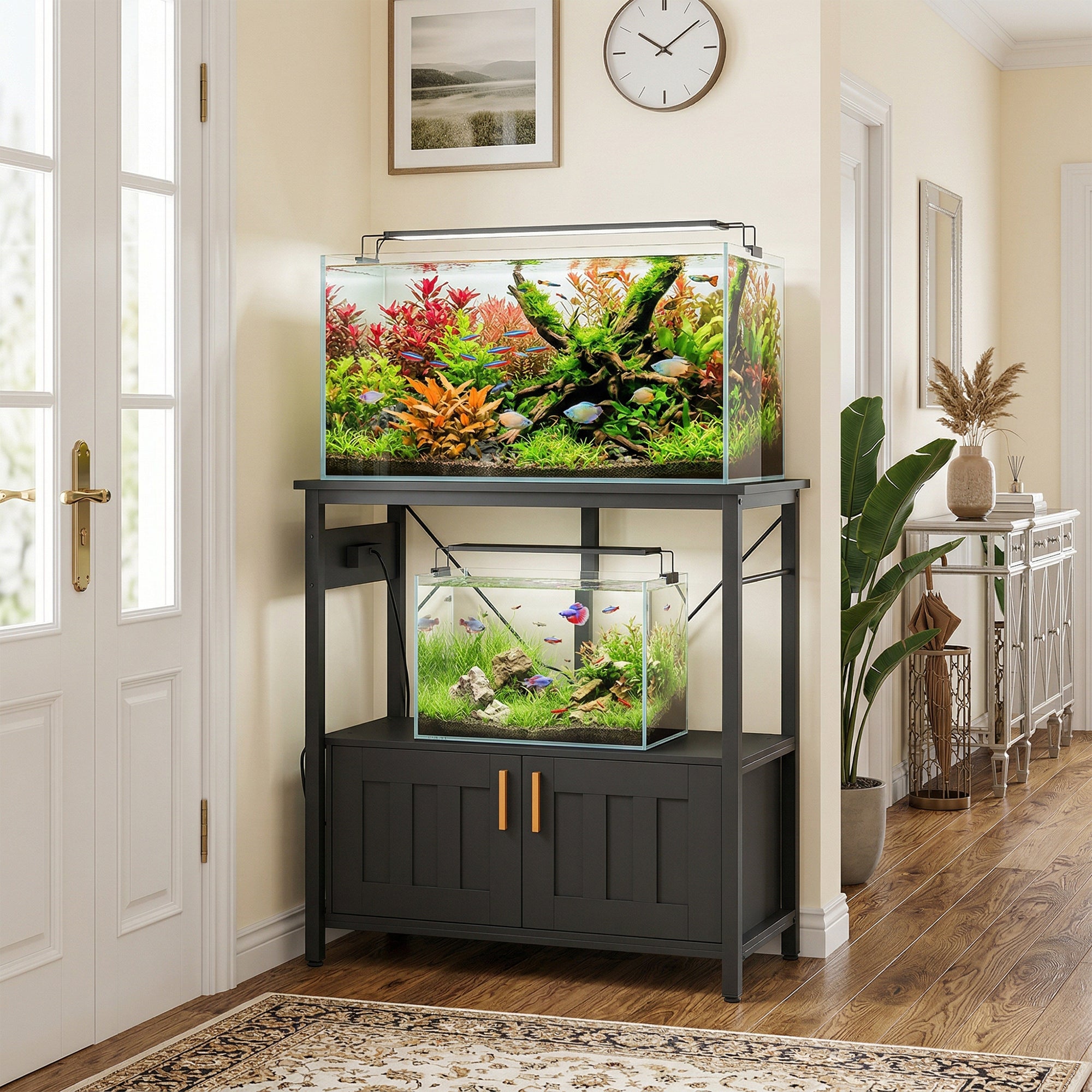 20-29 Gallon Fish Tank Stand Aquarium Stand 330 LBS Capacity for Home, Office, 30.7" x 15.7" x 31.9", Black