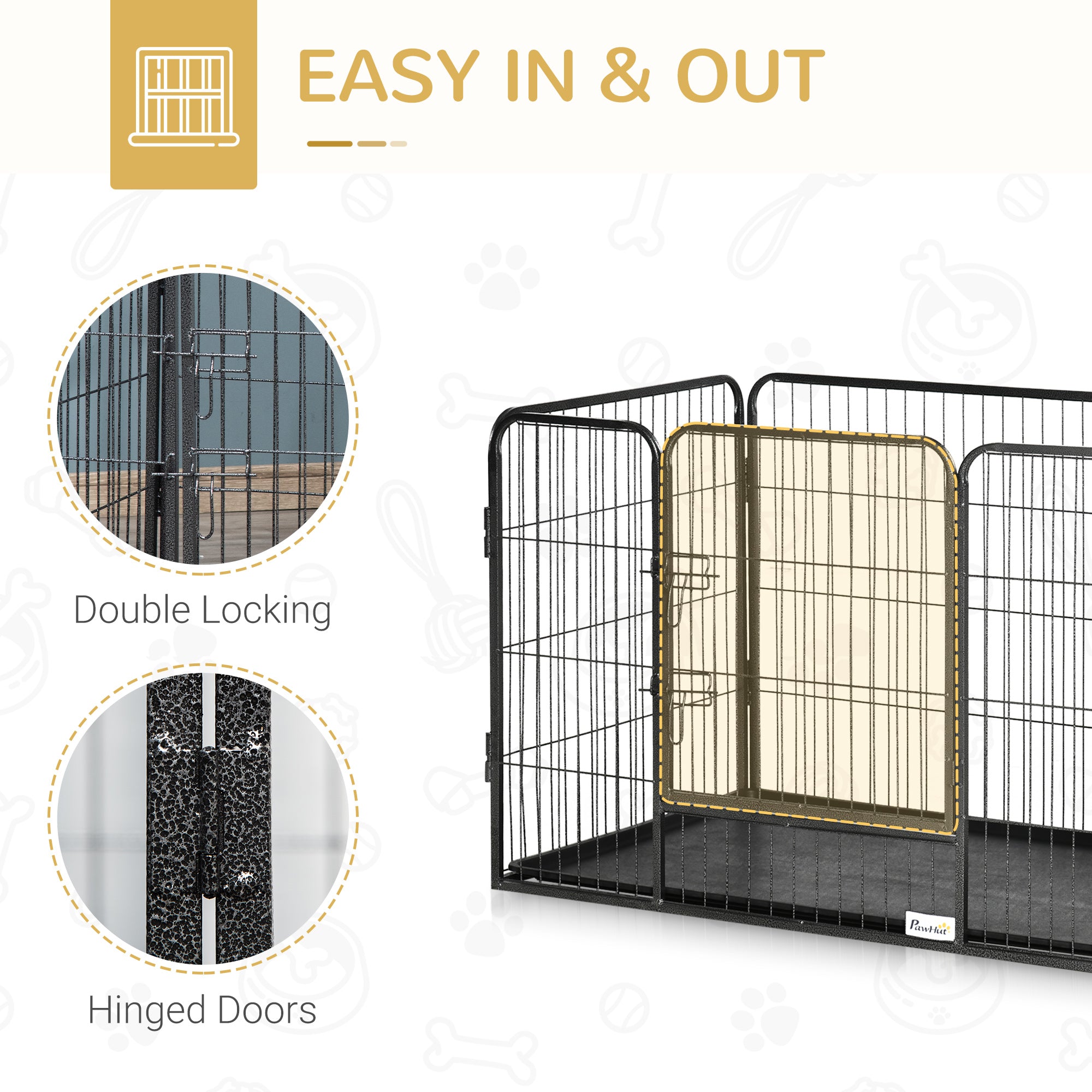 Parc pour chien à 4 panneaux, clôture pour chien robuste, parc portable pour animaux de 28" de haut avec porte à double verrouillage, bac, gris