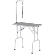 Foldable Pet Grooming Table for Dogs Cats with Adjustable Arm, Non-slip Surface, Grey