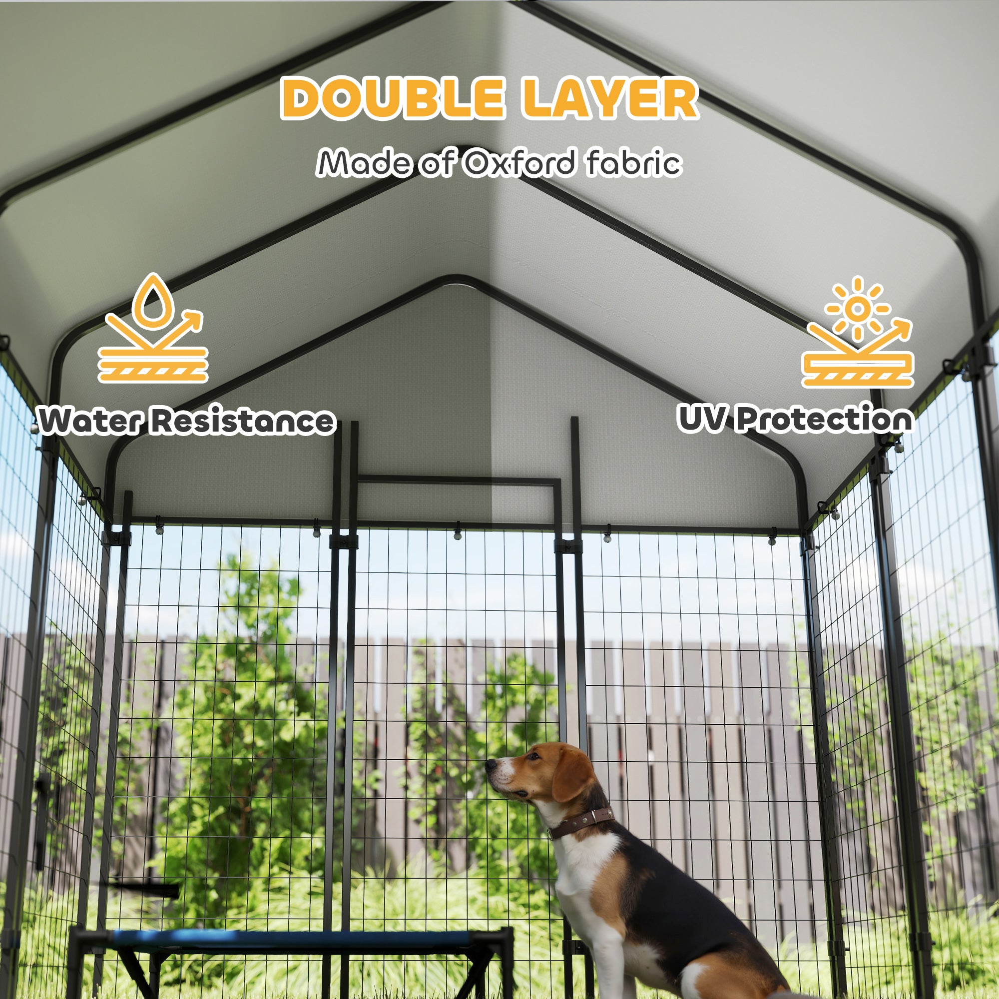 Outdoor Dog Kennel with Waterproof UV-Resistant Cover, 6' x 6' x 6'