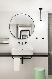 28" Round Edge Mirror - Black Aluminum Framed