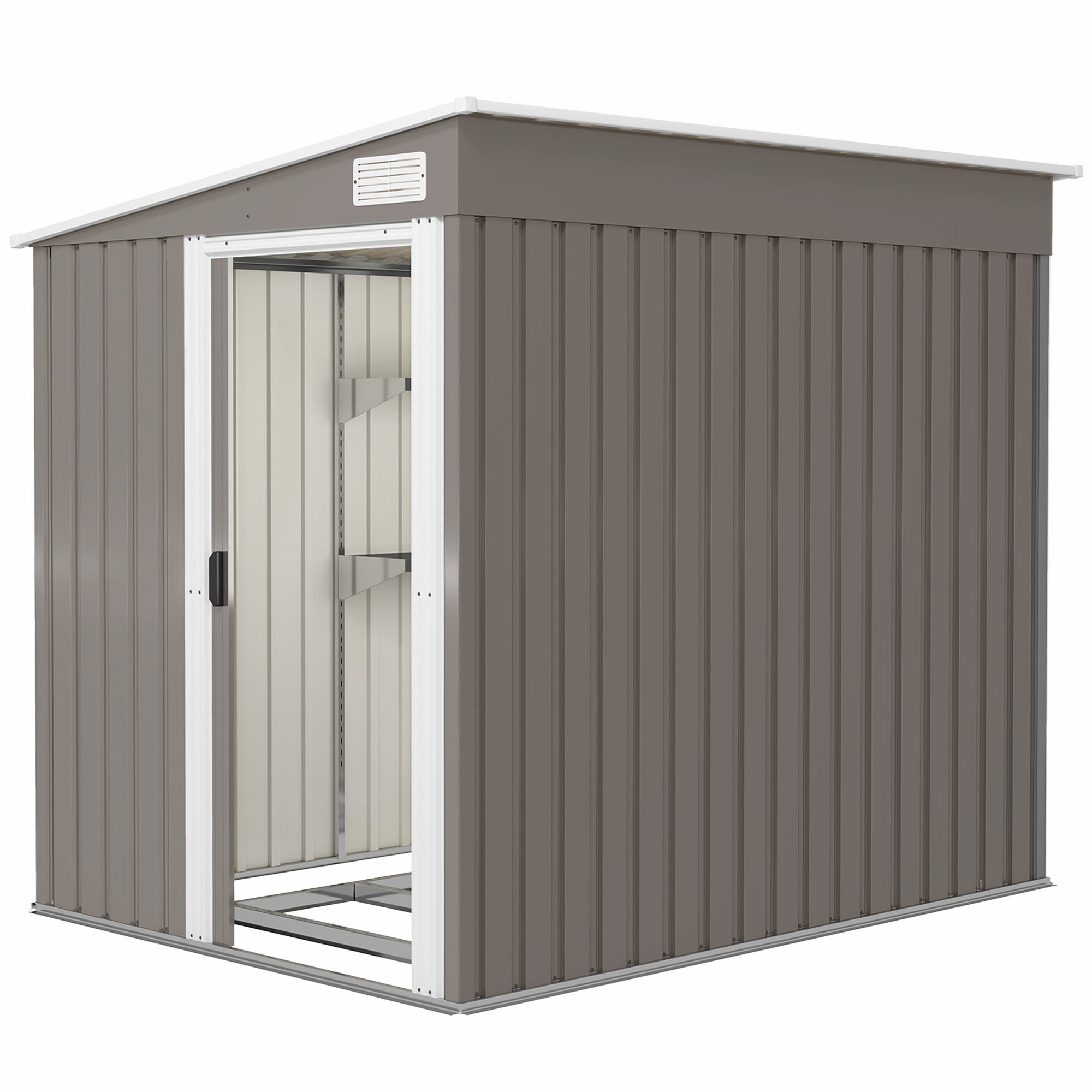 5'x7' Lean-to Galvanized Metal Garden Shed - Light Grey