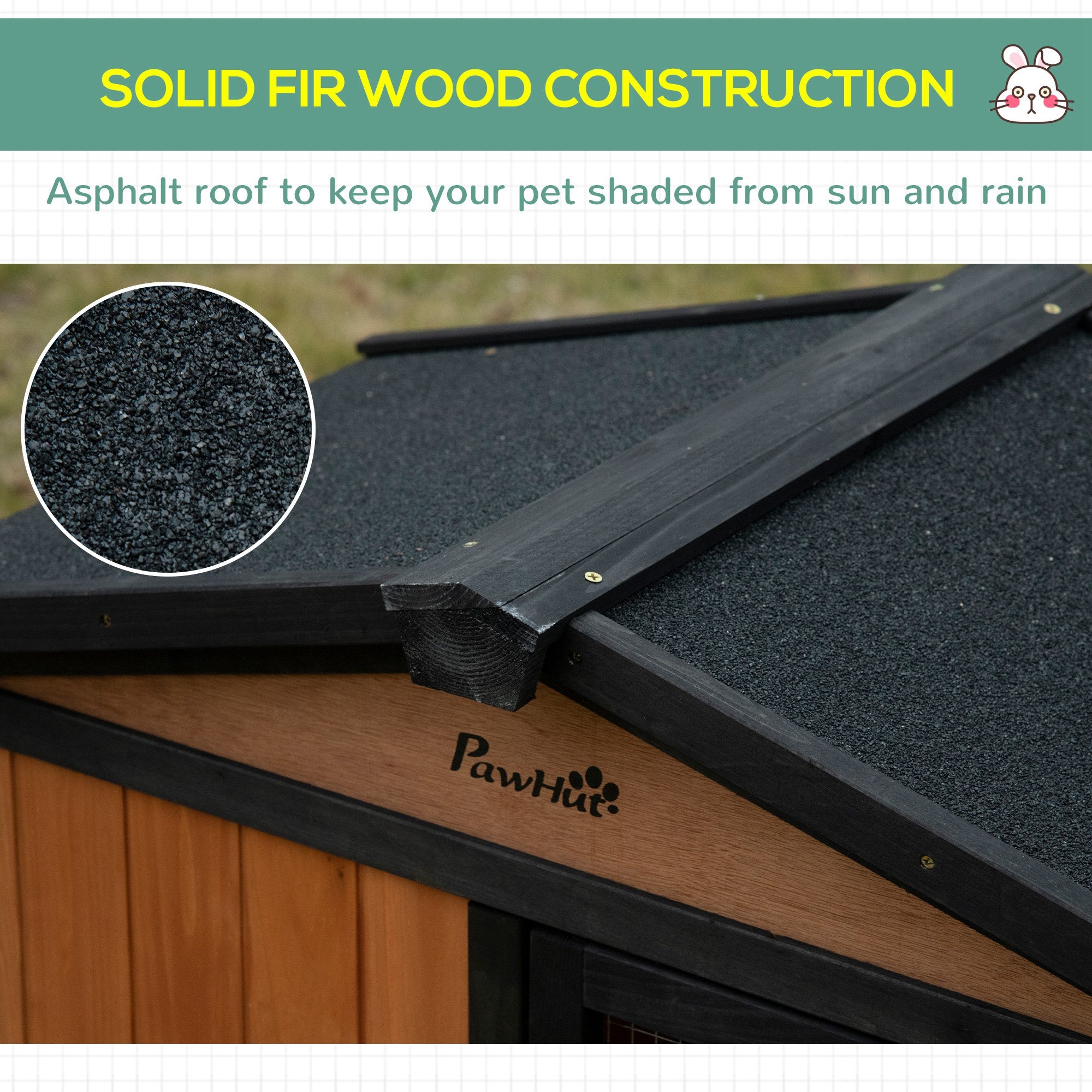 69" Wooden Rabbit Hutch Pet Playpen Bunny House Enclosure with Run Box, Slide-out Tray, Ramp, for Rabbits and Small Animals, Black