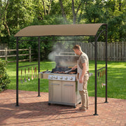 7' x 5' BBQ Grill Gazebo - Dark Coffee Steel Frame Canopy