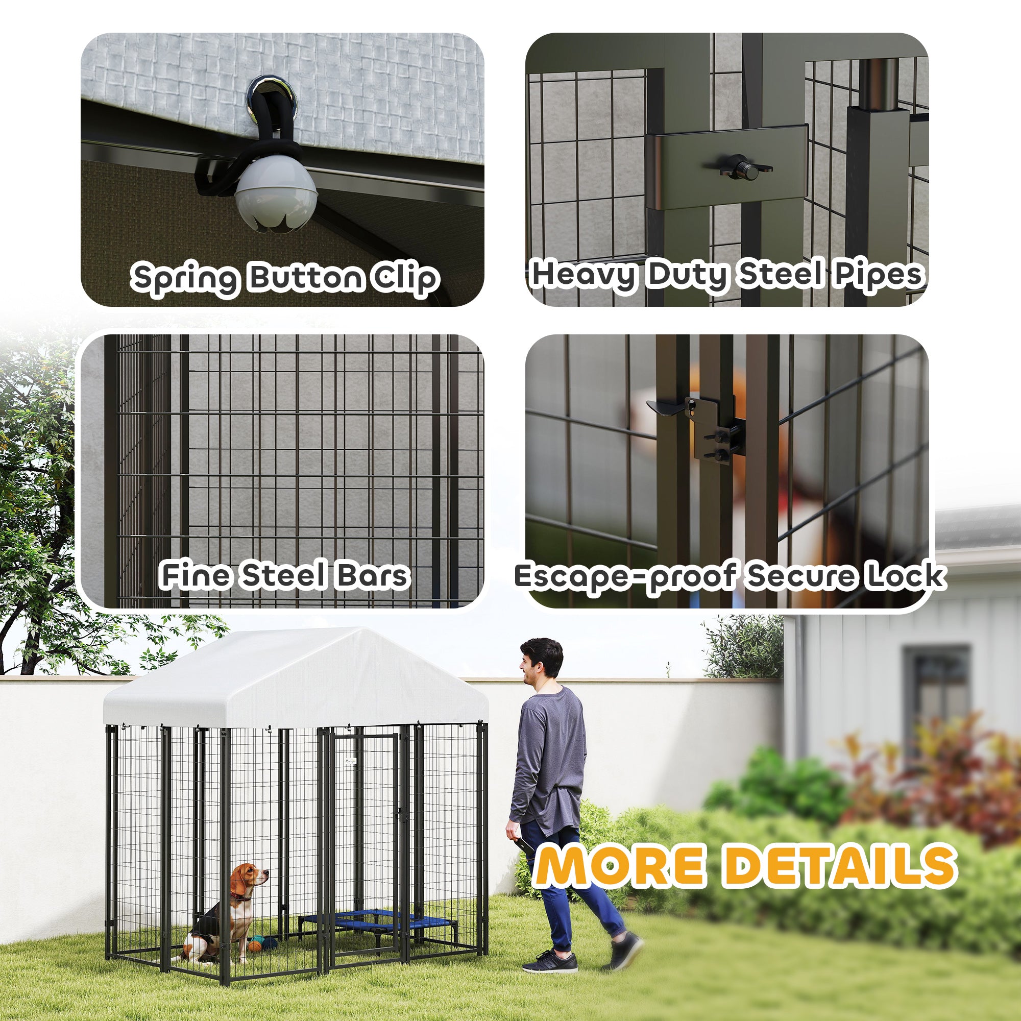 Outdoor Dog Kennel with Waterproof UV-Resistant Cover, 6 x 4 x 6 ft