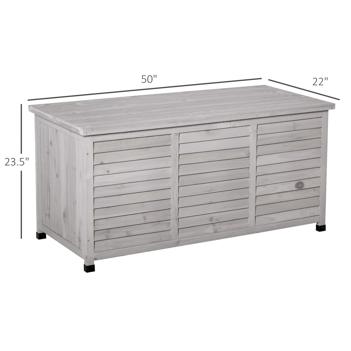 75 Gallon Wood Deck Box - Grey Outdoor Storage Bench