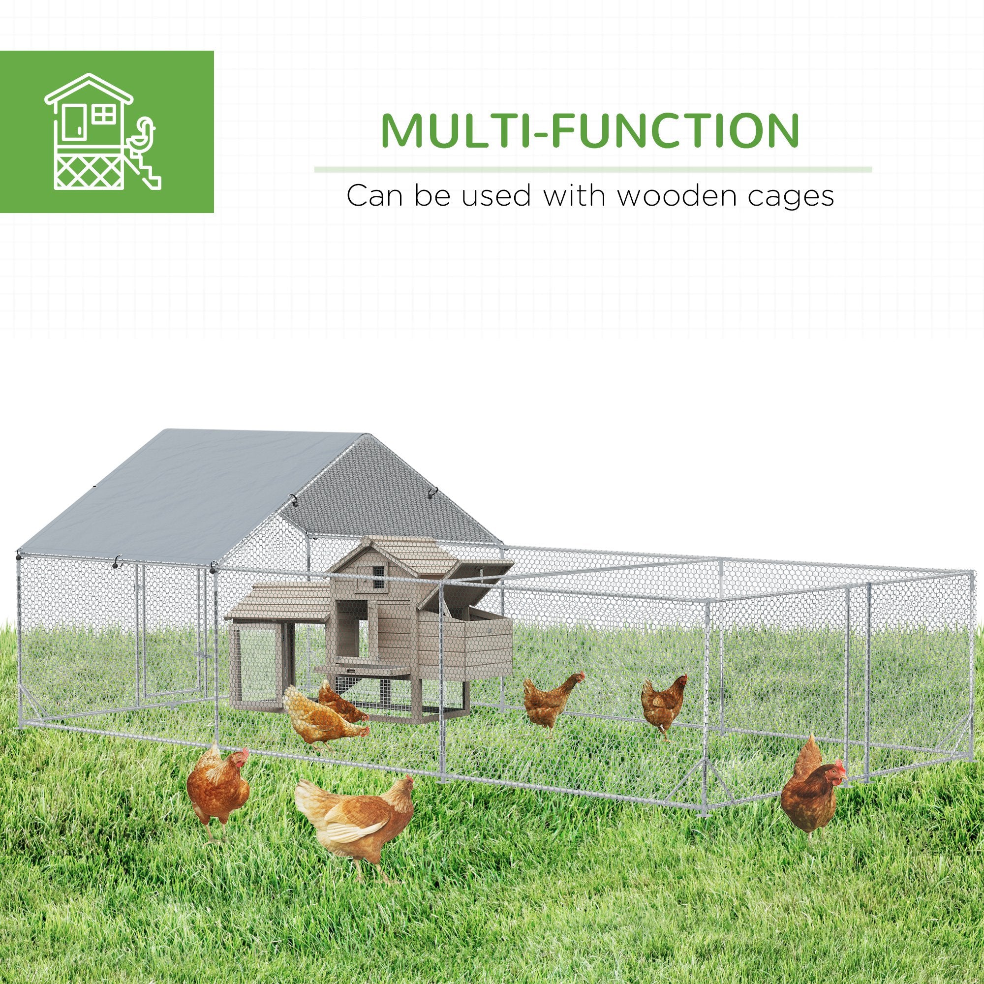 19.7' x 9.8' Metal Chicken Run with Waterproof and Anti-UV Cover