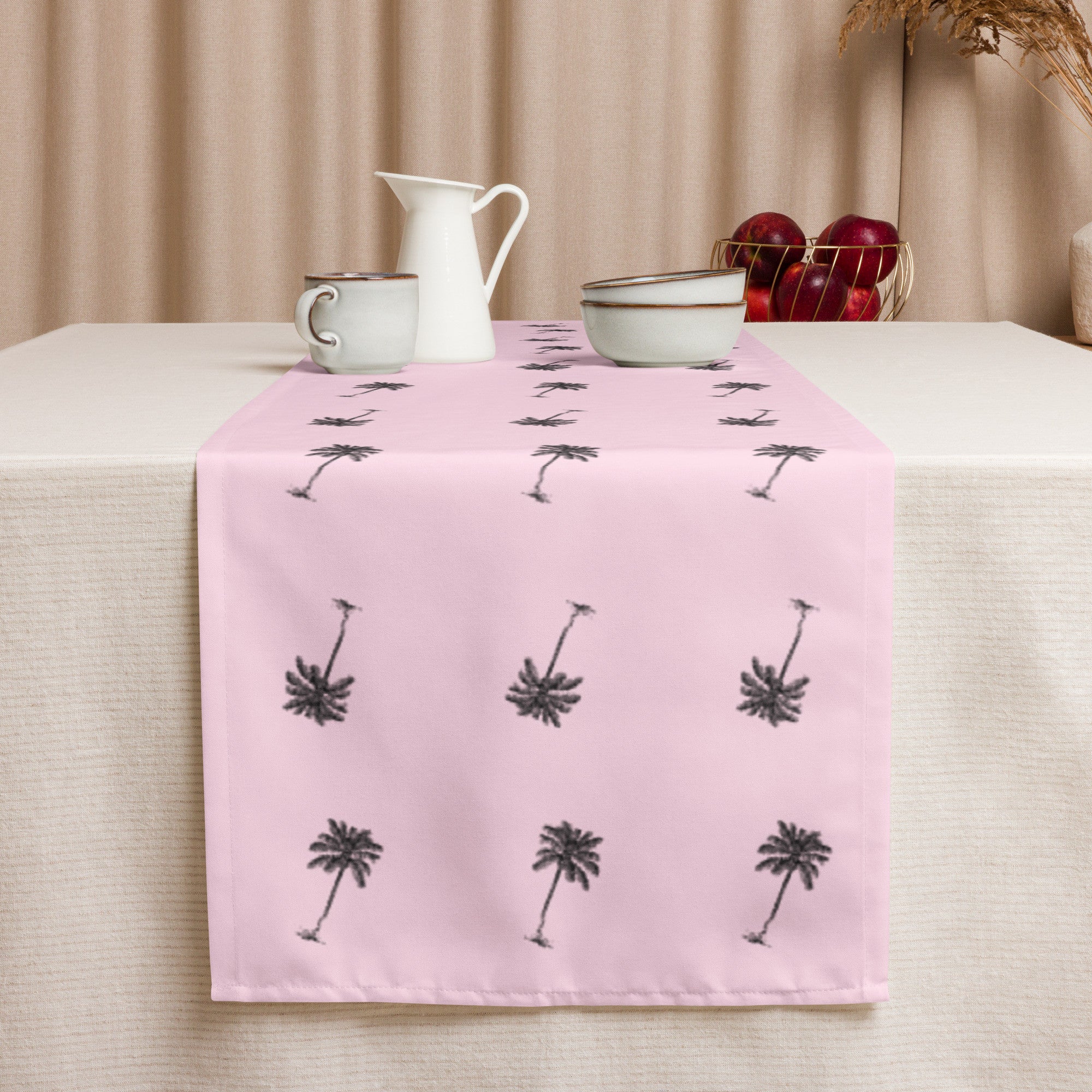 Coco Palm Pattern Table Runner - Pink-0