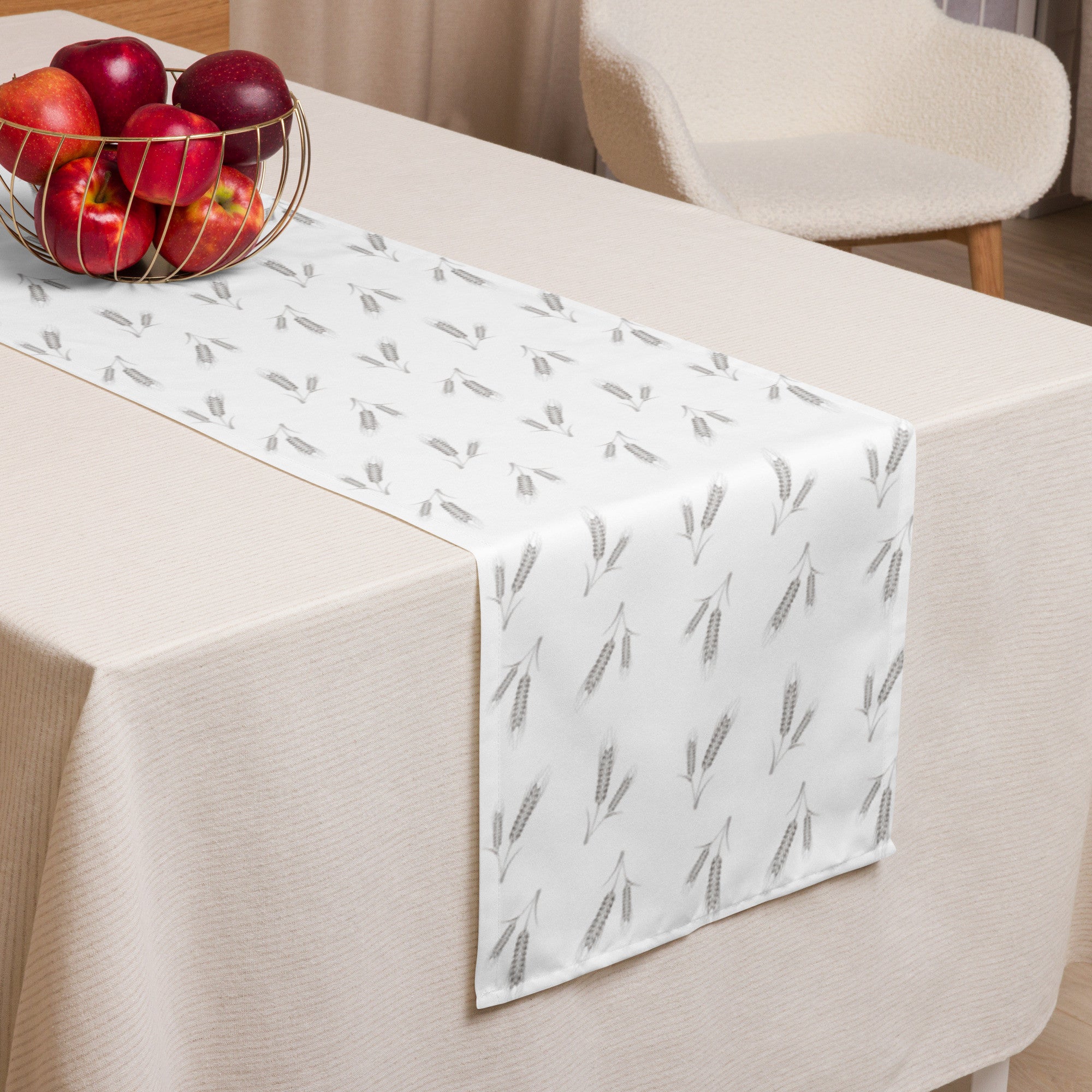 Grano Pattern Table Runner - White-0
