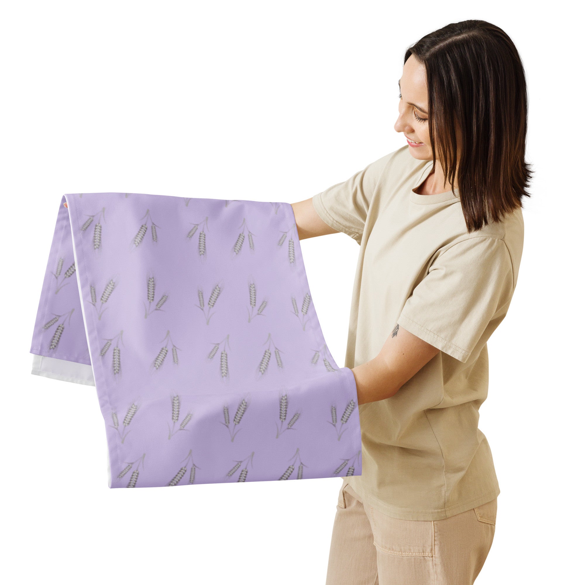 Grano Pattern Table Runner - Lavender Fog-2