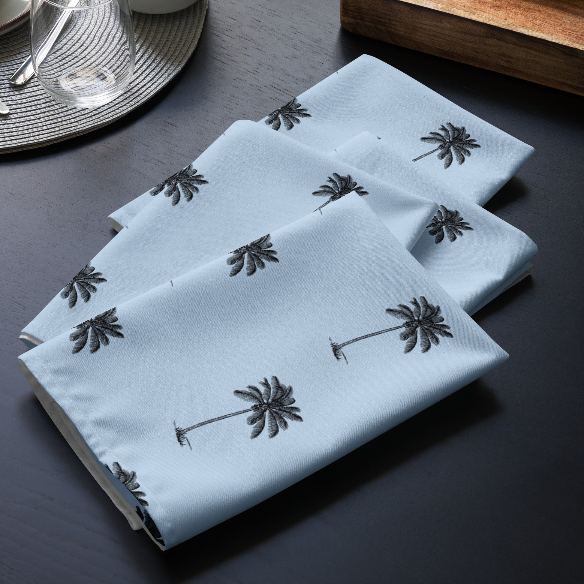 Coco Palm Pattern Cloth Napkin Set - Pattens Blue-2
