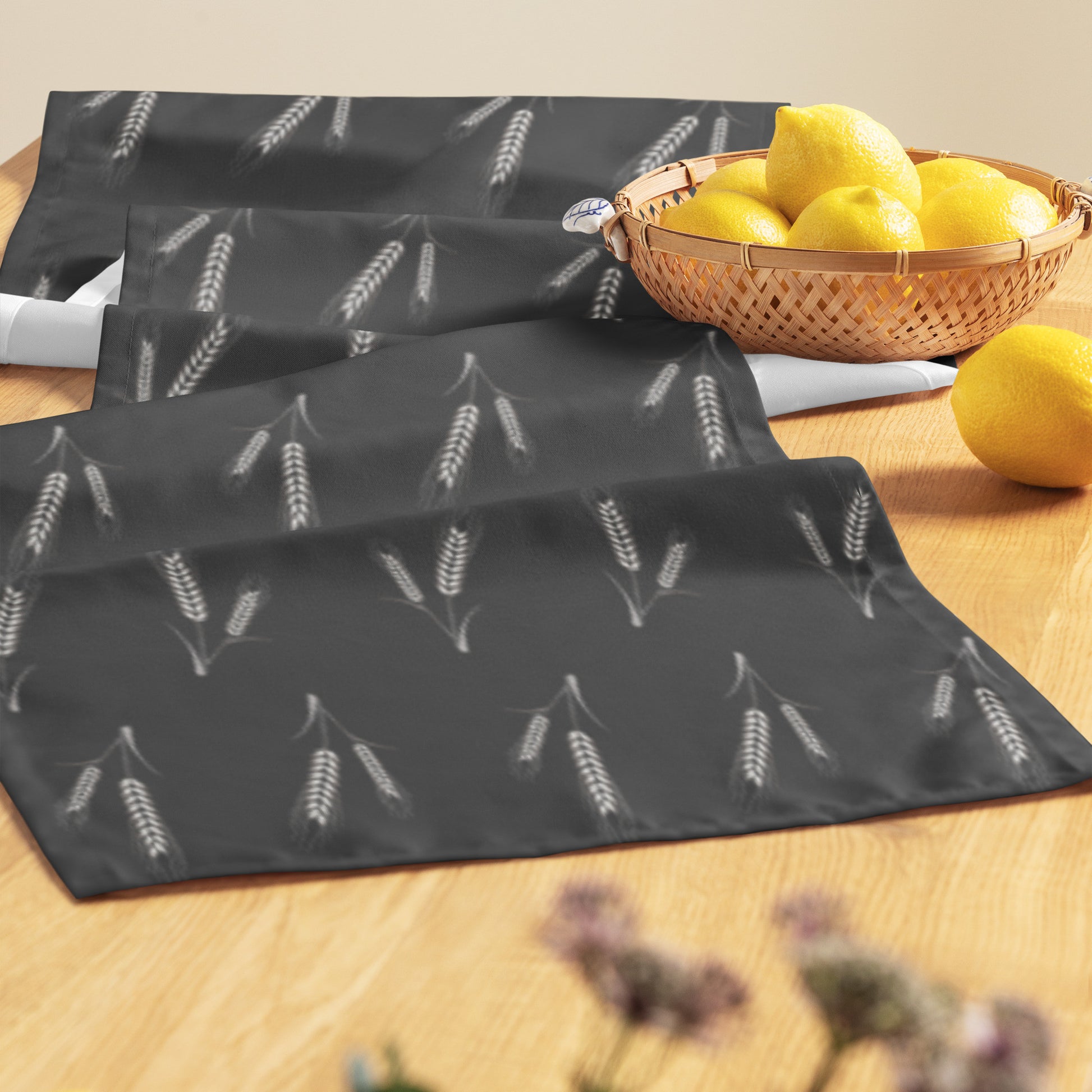 Grano Pattern Table Runner - Dark Grey-1