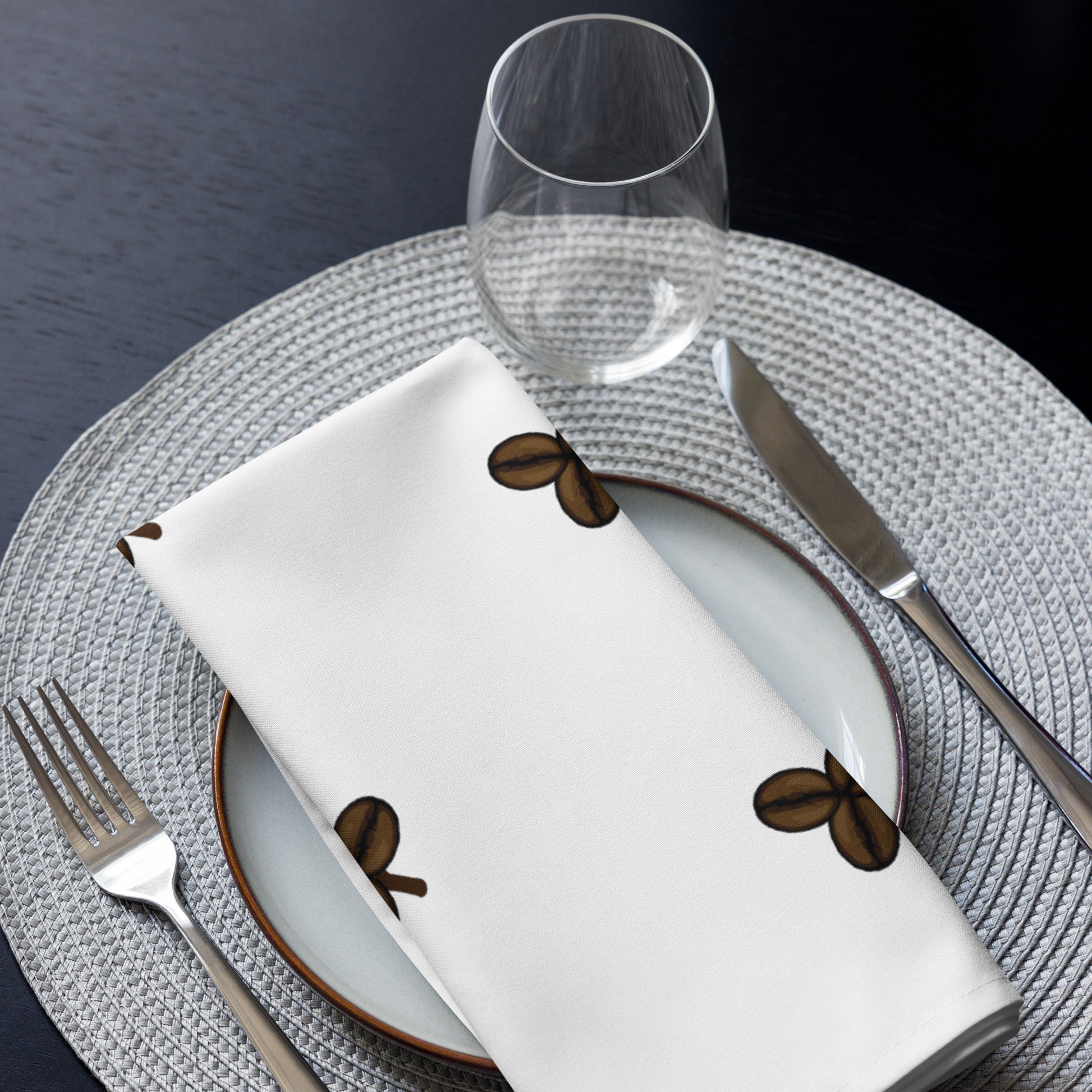 Coffee Clover Pattern Cloth Napkin Set - White-6